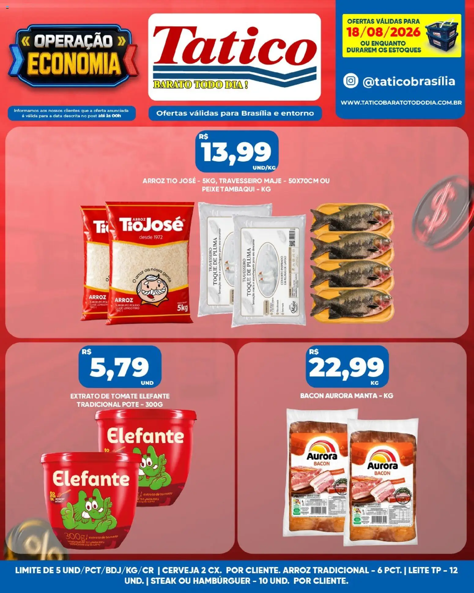 Tatico Folheto - válido de 18/08/2026 | Página: 6 | Produtos: Tomate, Ganso, Cerveja, Arroz