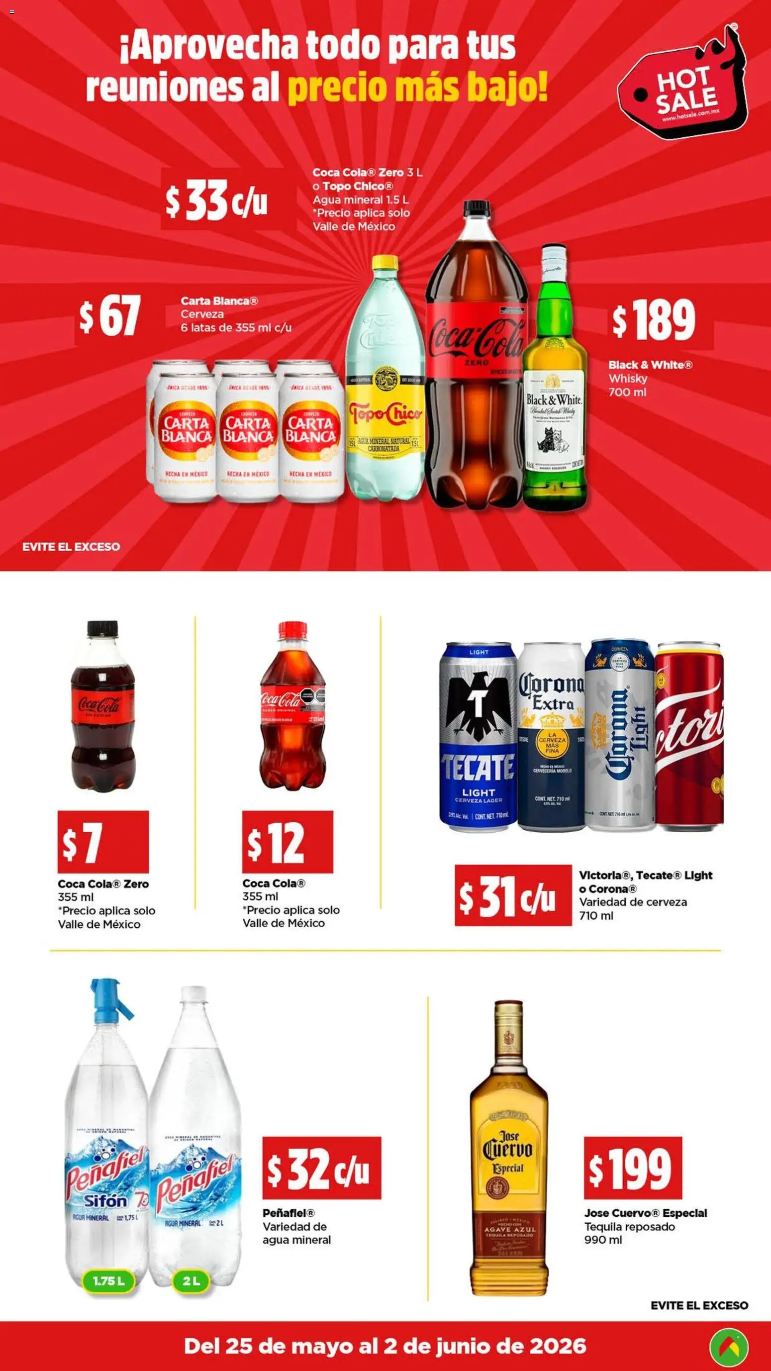 Nuevas ofertas de Bodega Aurrerá válidas en toda la República Mexicana desde el 25.05.2026. ¡Encuentra las mejores ofertas en Bodega Aurrerá Hot Sale! | Página: 8 | Productos: Agua, Cerveza, Tequila, Whisky