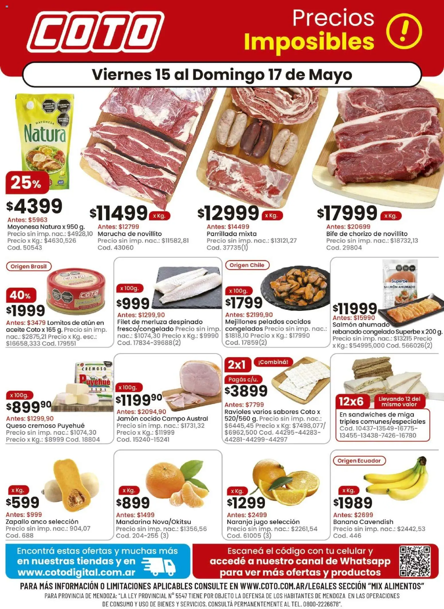 Coto - Mix │ válido desde el 15.05.2026 | Página: 1 | Productos: Aceite, Mayonesa, Chorizo, Jugo