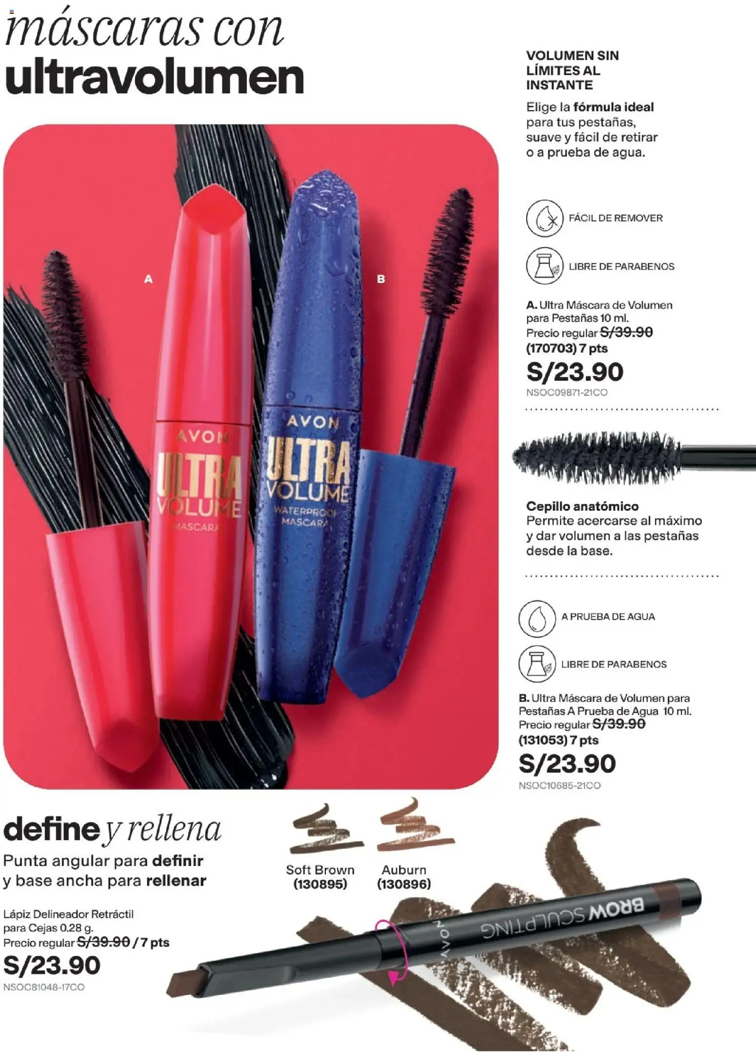 Catálogo Avon válido desde 29/08/2026 | Página: 24 | Productos: Máscara, Delineador, Agua