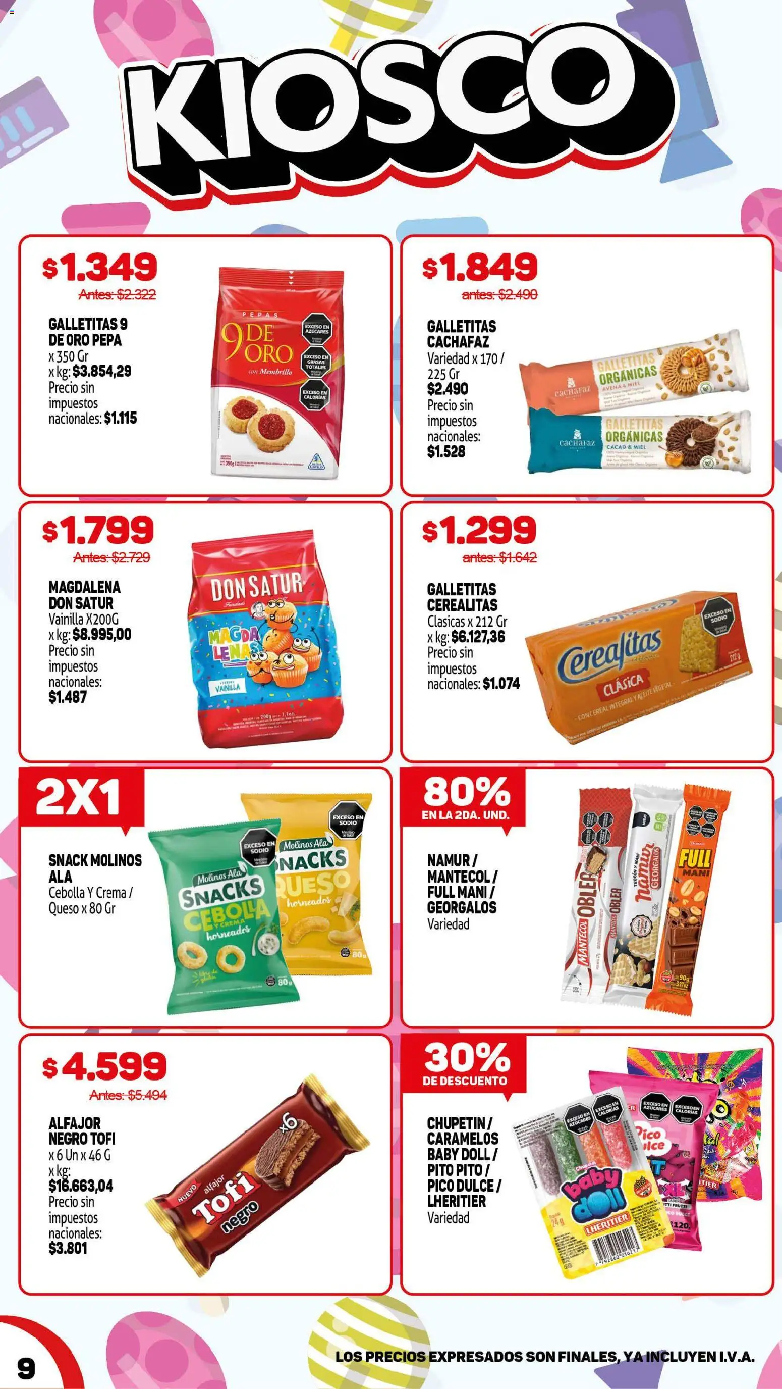 Makro ofertas │ válido desde el 23/07/2026 | Página: 9 | Productos: Galletitas, Avena, Alfajor, Cacao