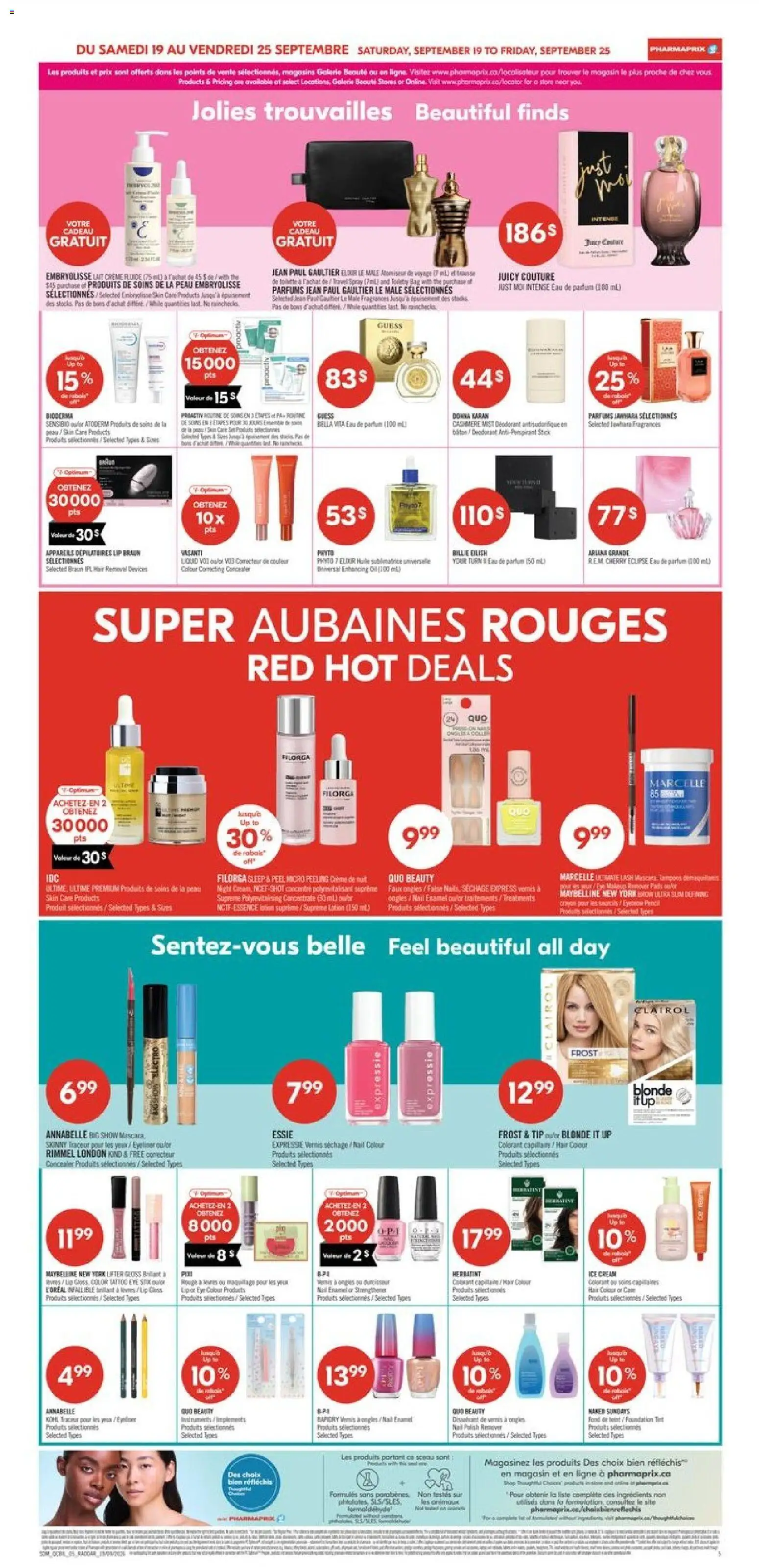 Pharmaprix flyer valid from Sep 19, 2026 | Page: 12 | Products: Mascara, Eye makeup remover, Deodorant, Ice