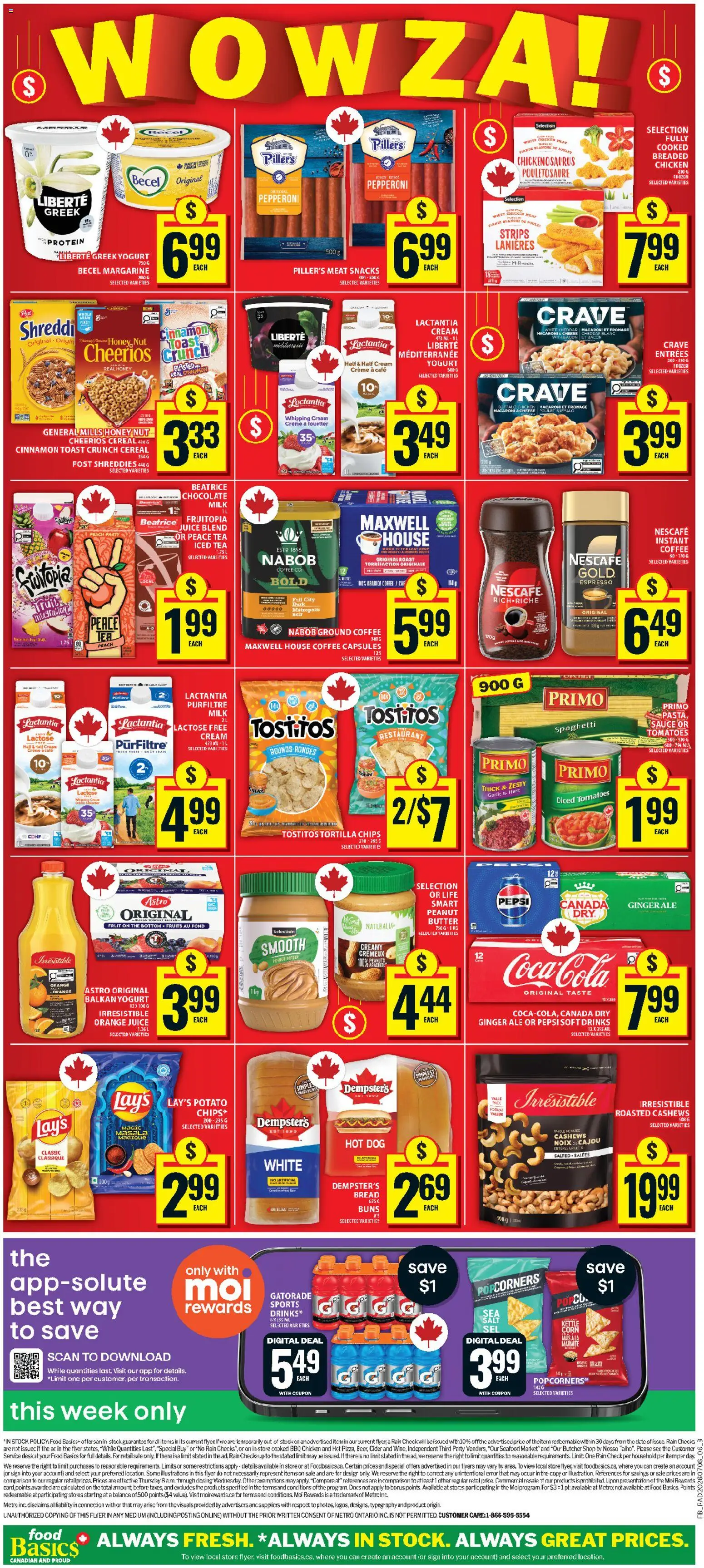Food Basics flyer valid from Jul 9, 2026 | Page: 2 | Products: Butter, Yogurt, Bread, Coffee