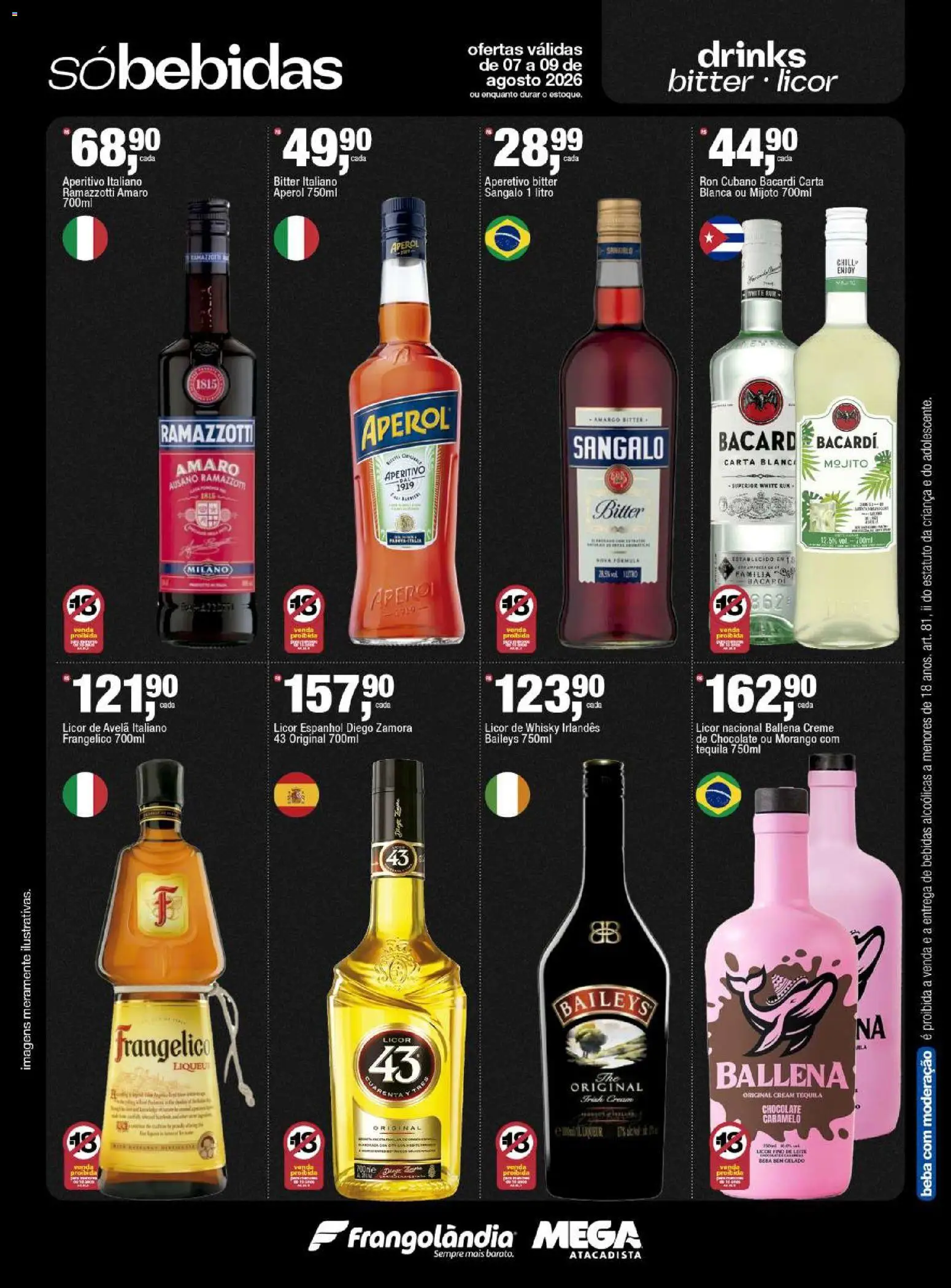 Frangolândia Folheto - válido de 07/08/2026 | Página: 5 | Produtos: Tequila, Bacardi, Creme, Creme de chocolate