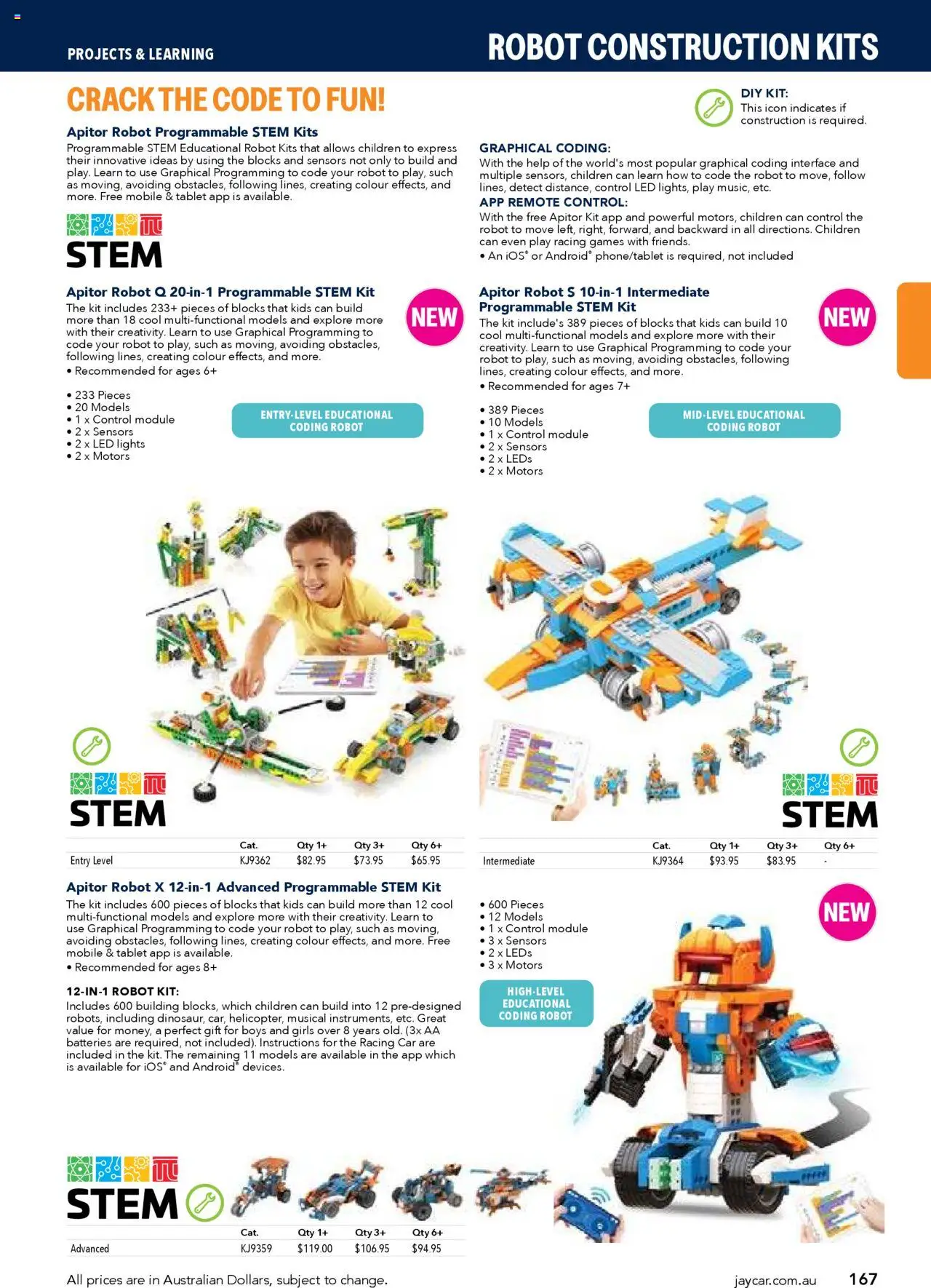 Jaycar catalogue - valid from 09/07/2025 | Page: 167 | Products: Kits, Batteries, Tablet, Robot