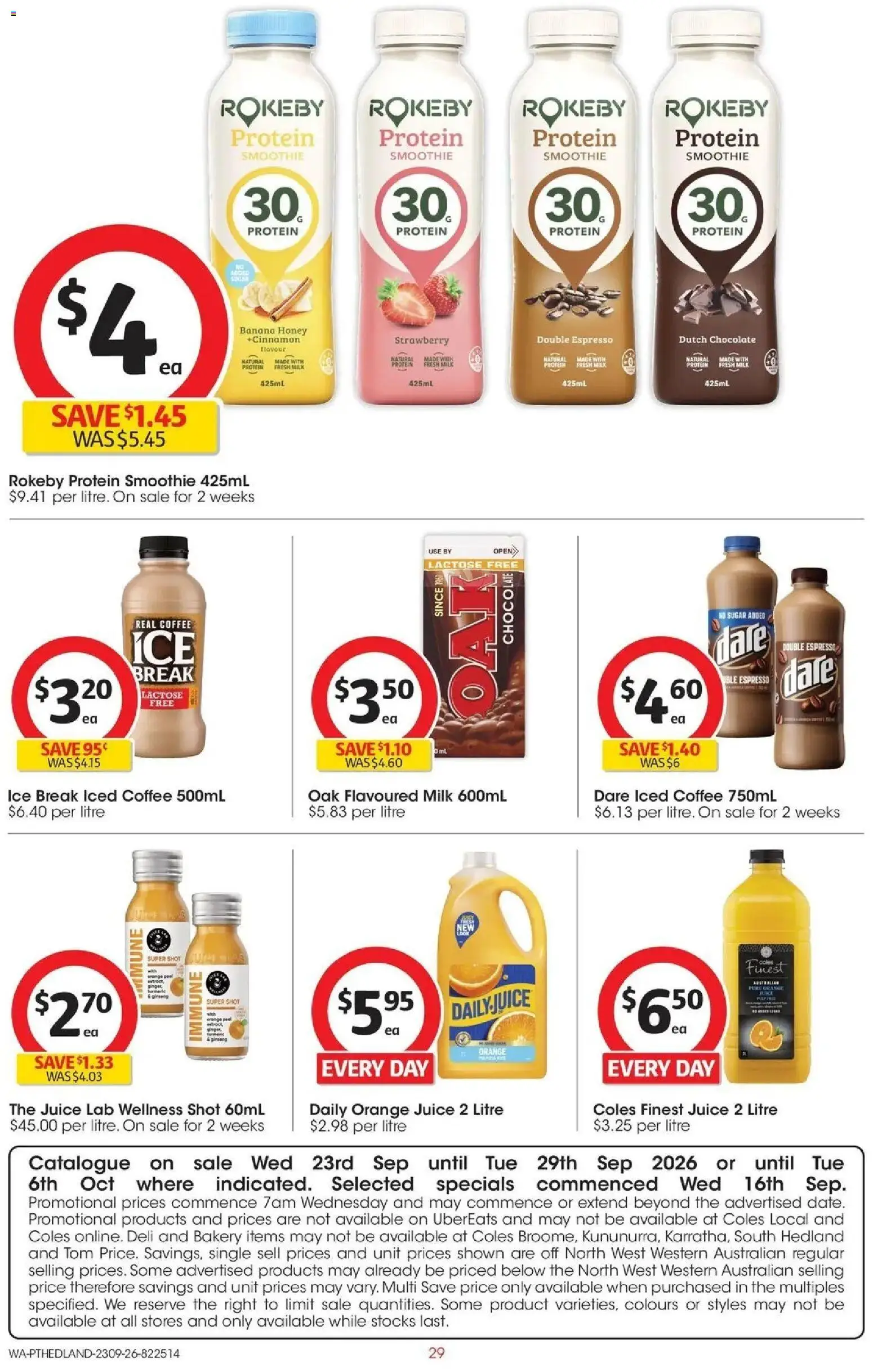 ﻿Coles catalogue valid from 23/09/2026 > Online Australia | Page: 29 | Products: Milk, Protein, Sugar, Smoothie