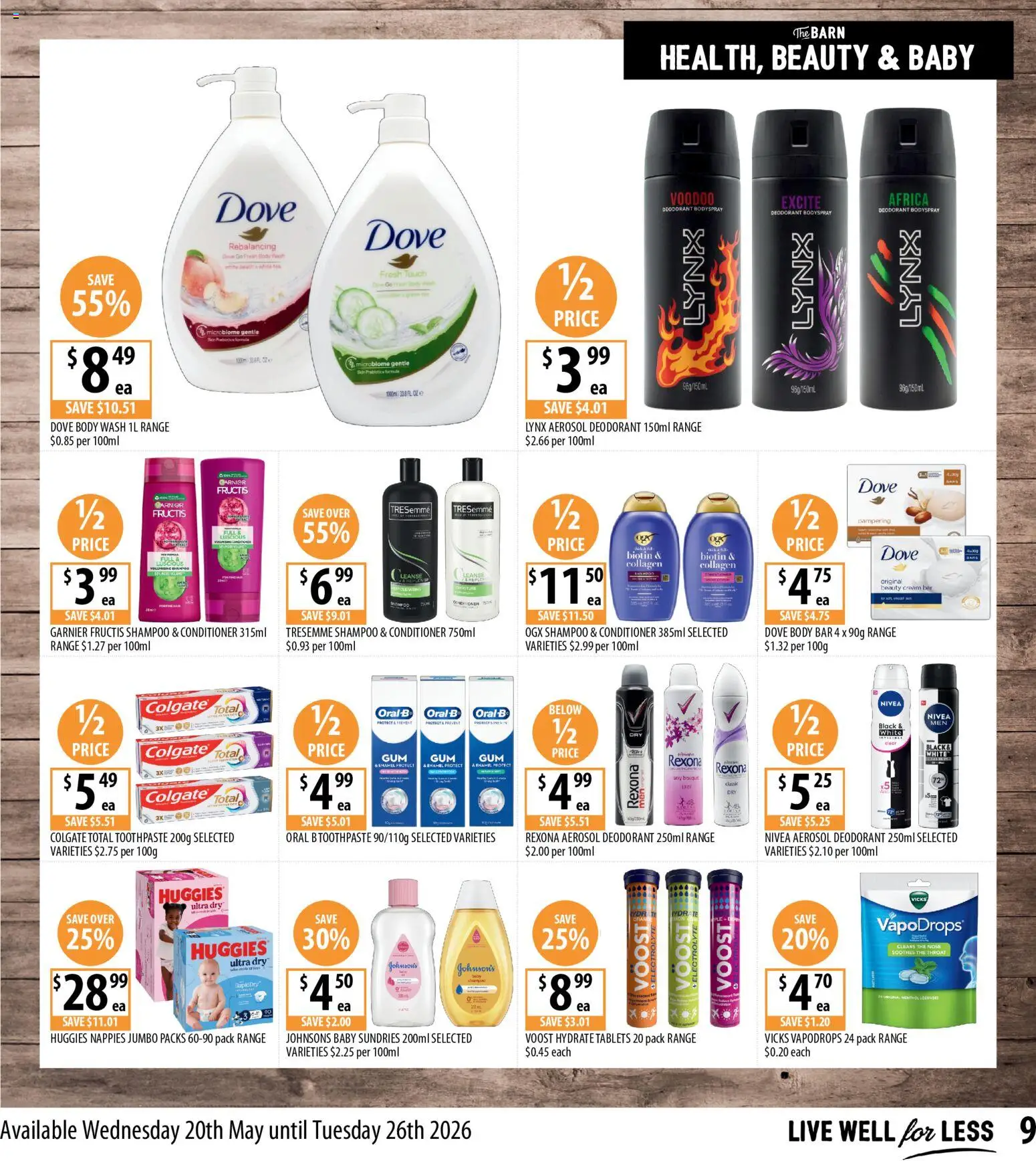 Supabarn catalogue - valid from 20.05.2026 | Page: 9 | Products: Shampoo, Deodorant, Peach, Tablets