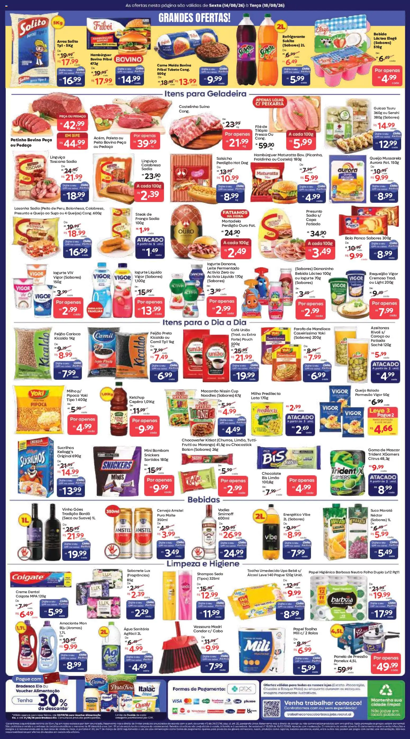 Barbosa Supermercados Folheto - válido de 14/08/2026 | Página: 2 | Produtos: Suco, Carne, Hambúrguer, Bebida