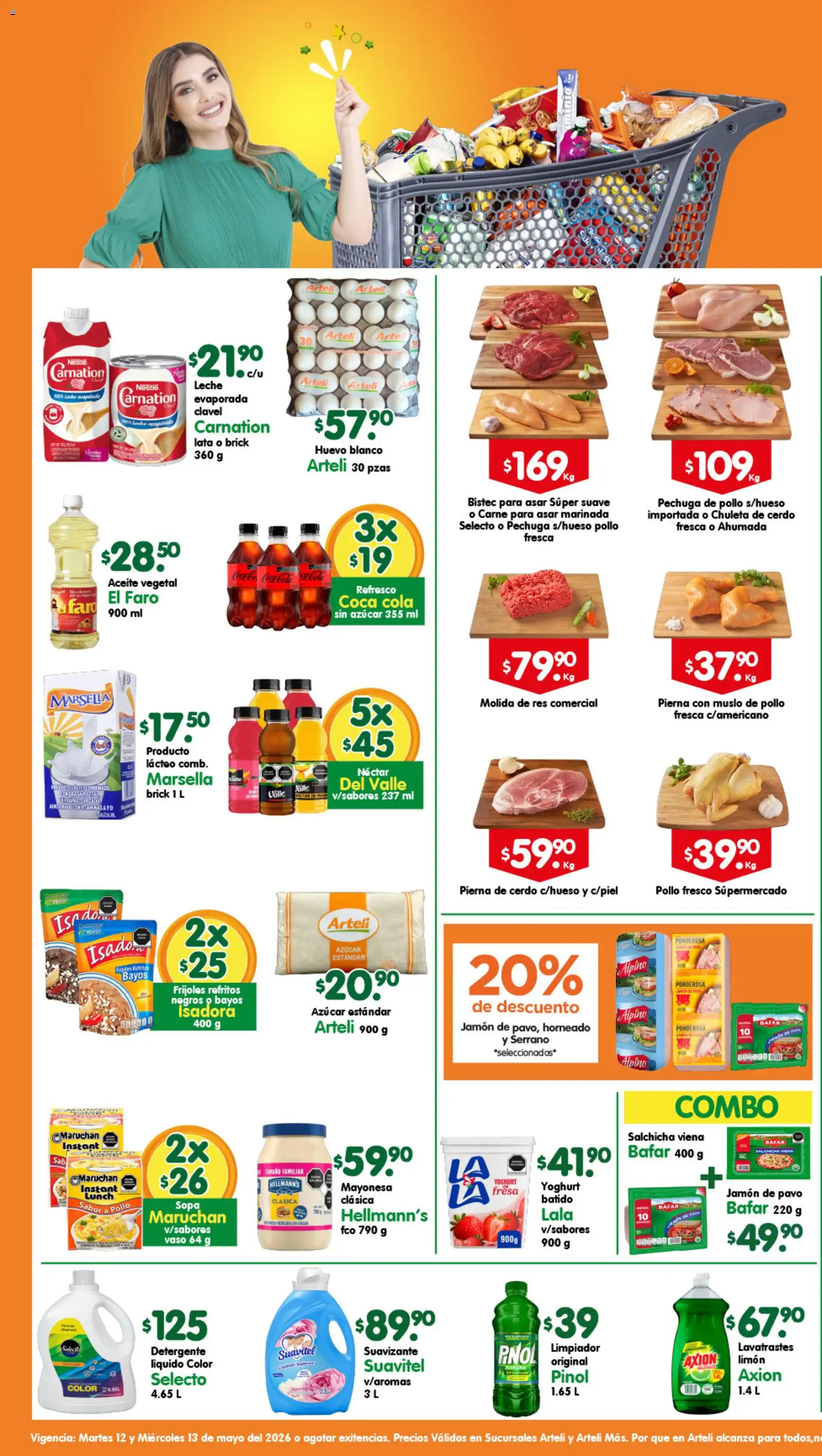 Nuevas ofertas de Arteli válidas en toda la República Mexicana desde el 12.05.2026. ¡Encuentra las mejores ofertas en Arteli folleto Valles! | Página: 1 | Productos: Salchicha, Sopa, Cerdo, Limpiador