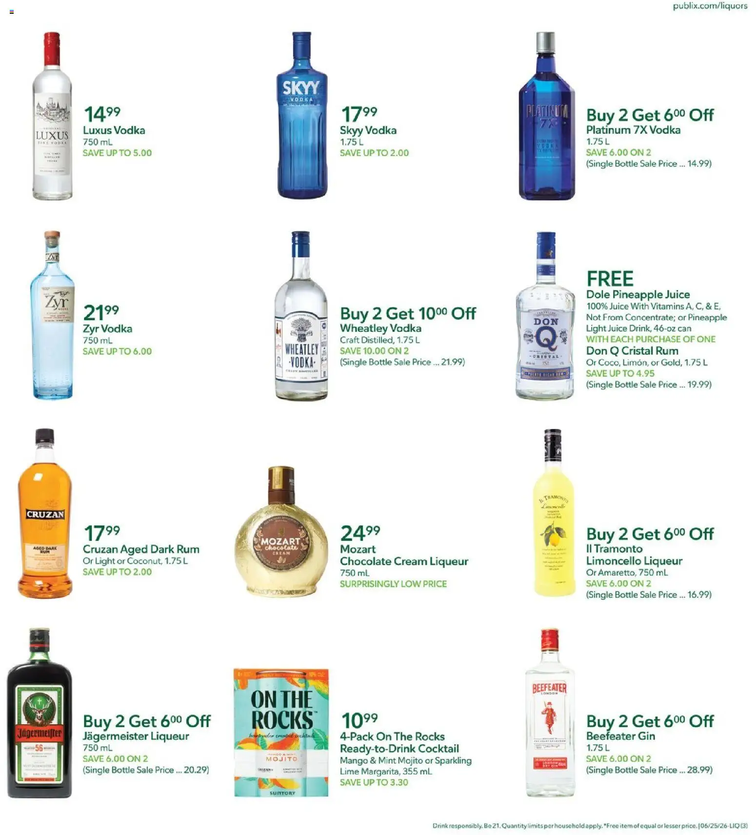 Publix Liquor Ad - valid from 06/25/2026 | Page: 3 | Products: Chocolate, Juice, Cream, Mango