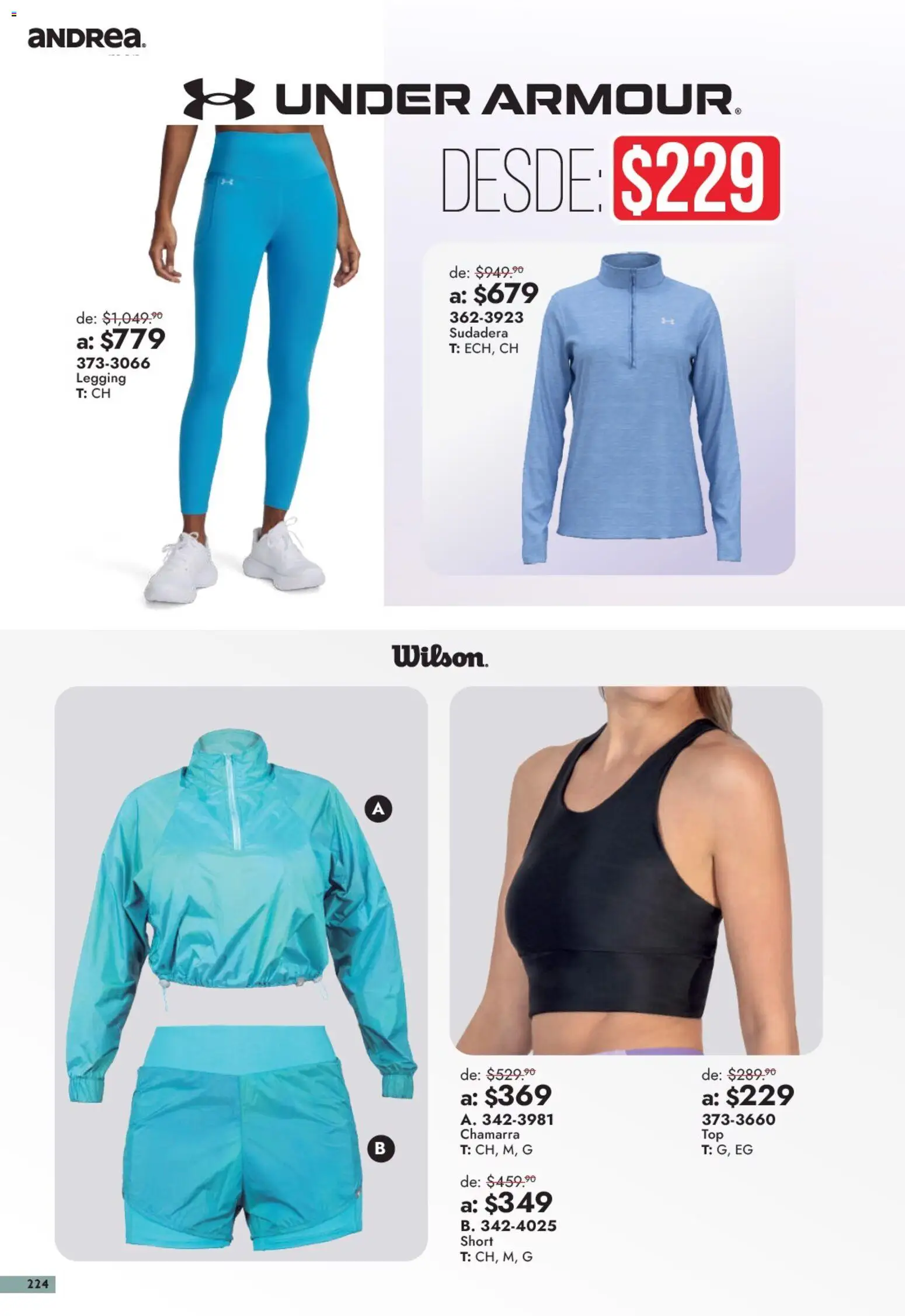Nuevas ofertas de Andrea válidas en toda la República Mexicana desde el 13/09/2026. ¡Encuentra las mejores ofertas en Andrea catálogo Outlet! | Página: 224 | Productos: Chamarra, Sudadera, Short