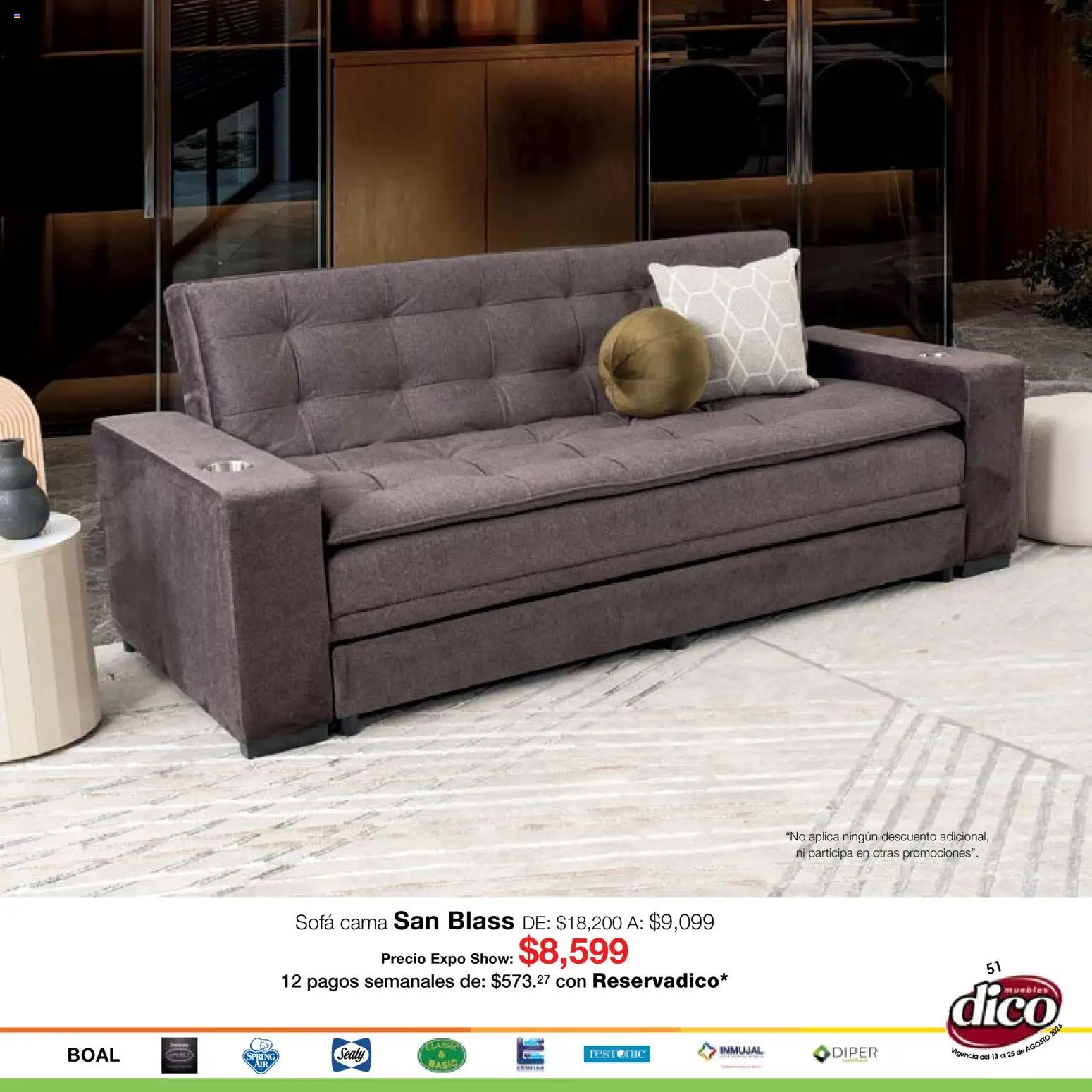 Nuevas ofertas de Muebles Dico válidas en toda la República Mexicana desde el 13/08/2026. ¡Encuentra las mejores ofertas en Muebles Dico catálogo Expo Show! | Página: 51 | Productos: Sofá, Cama