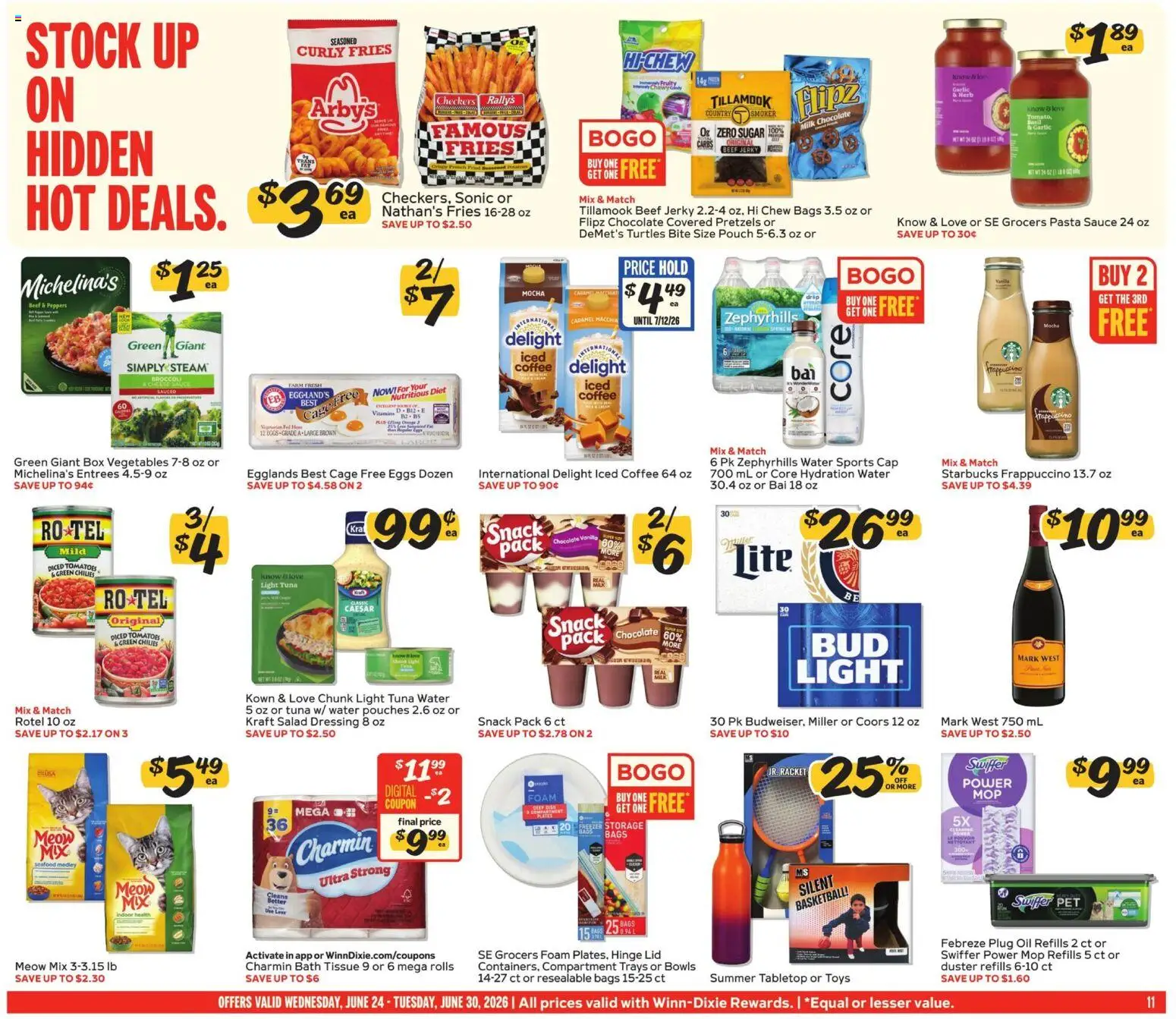 Winn Dixie Weekly Ad - valid from 06/24/2026 | Page: 11 | Products: Broccoli, Peppers, Beef, Water