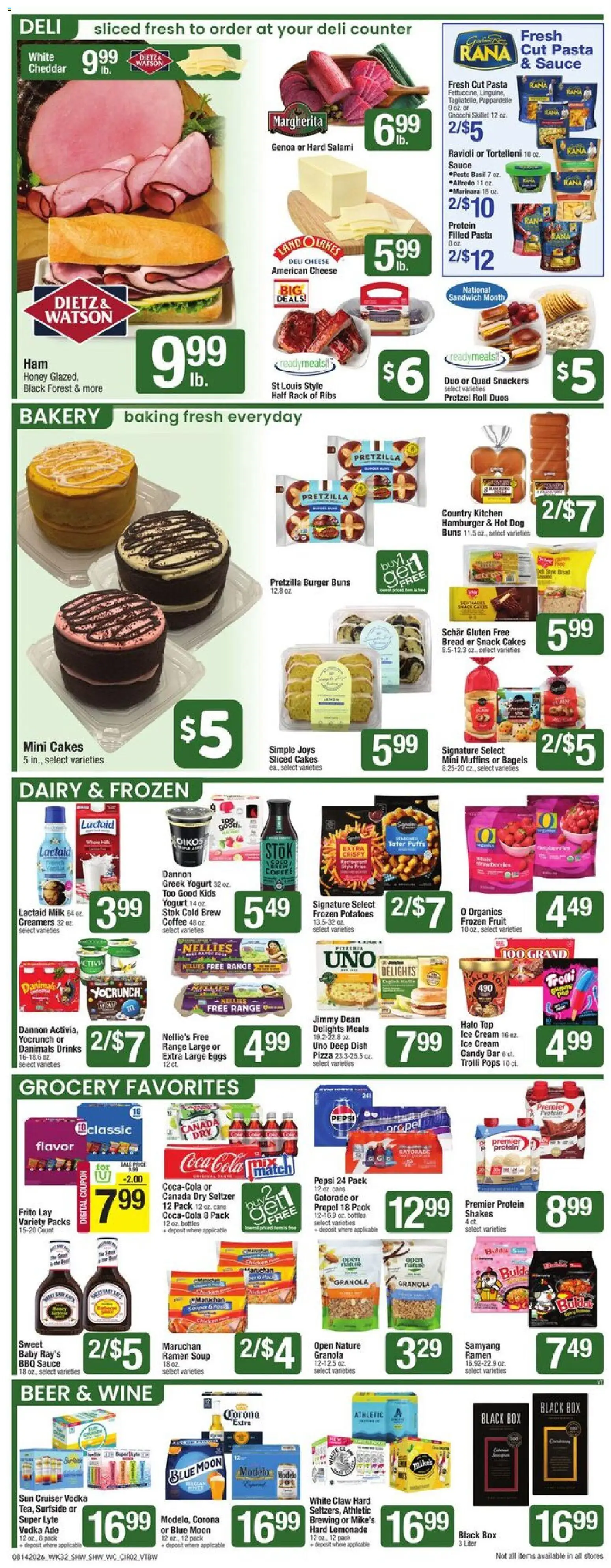 Shaw's Weekly Ad - VT - valid from 08/14/2026 | Page: 2 | Products: Skillet, Salami, Beer, Lemonade