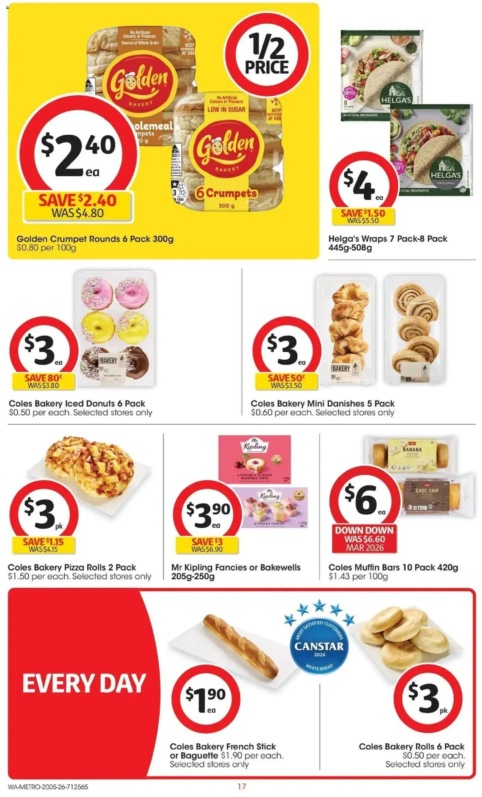 Coles catalogue - valid from 19.05.2026 | Page: 17 | Products: Bread, Pizza, Sugar, Bakery