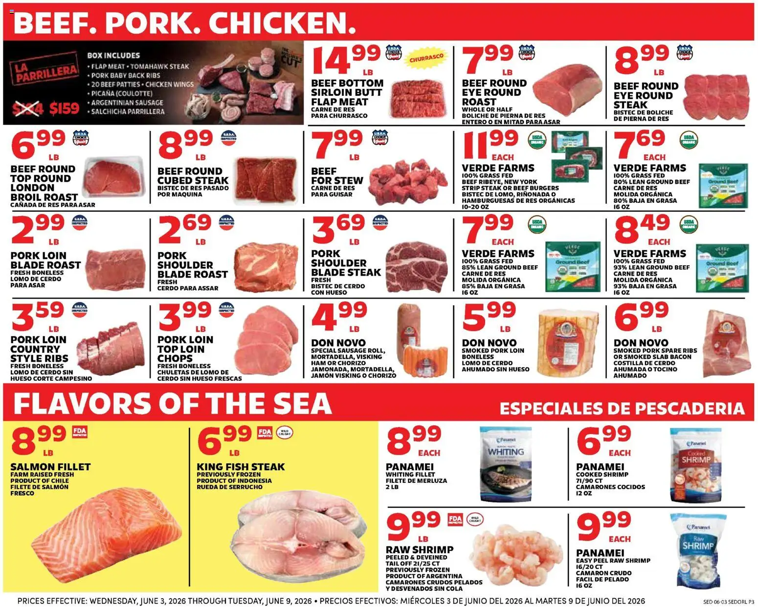 Sedano's Weekly Ad - valid from 03.06.2026 | Page: 3 | Products: Box, Fish, Beef, Sausage