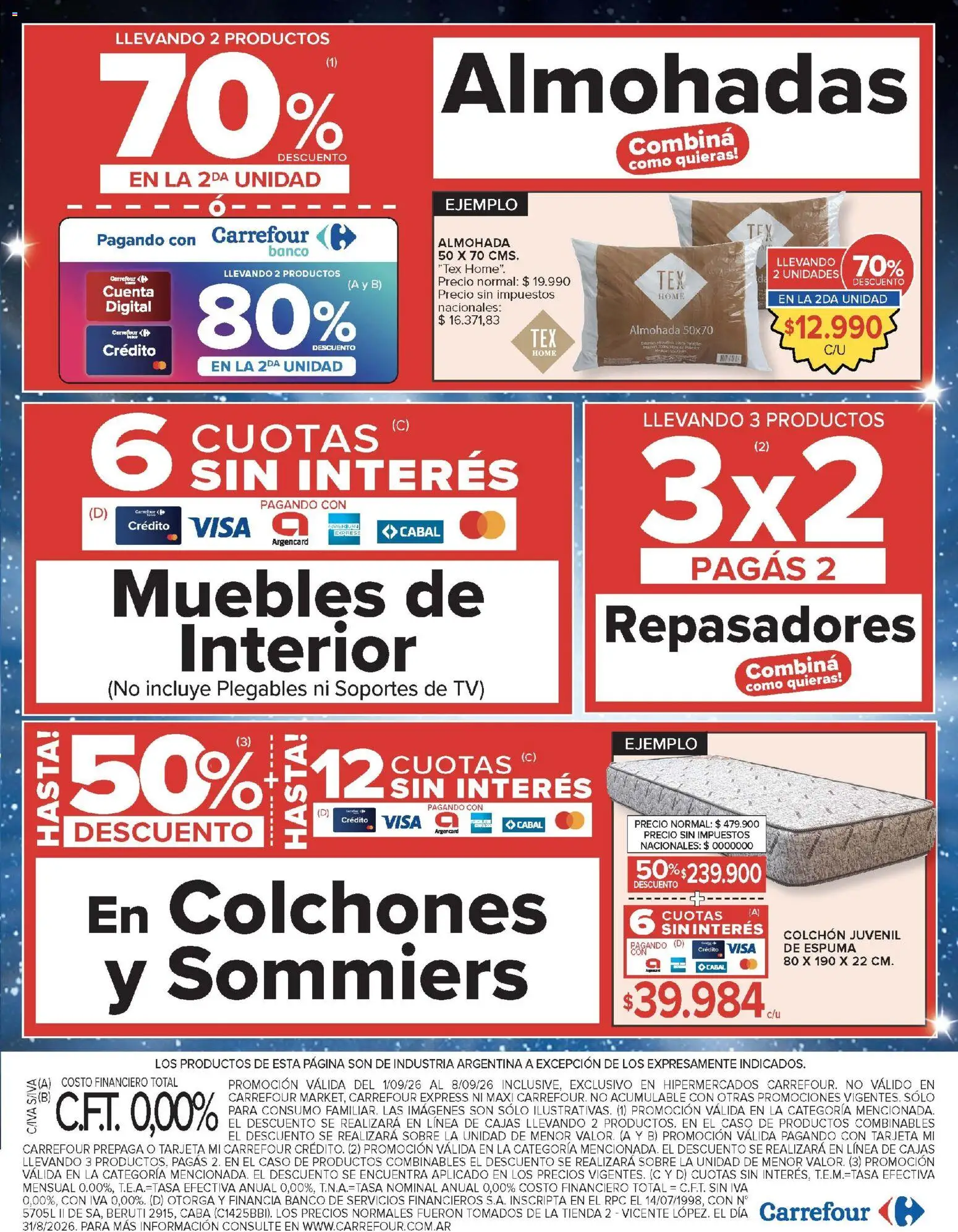 Carrefour - Ofertas │ válido desde el 01/09/2026 | Página: 27 | Productos: Colchón, Almohada, Sobre, Espuma