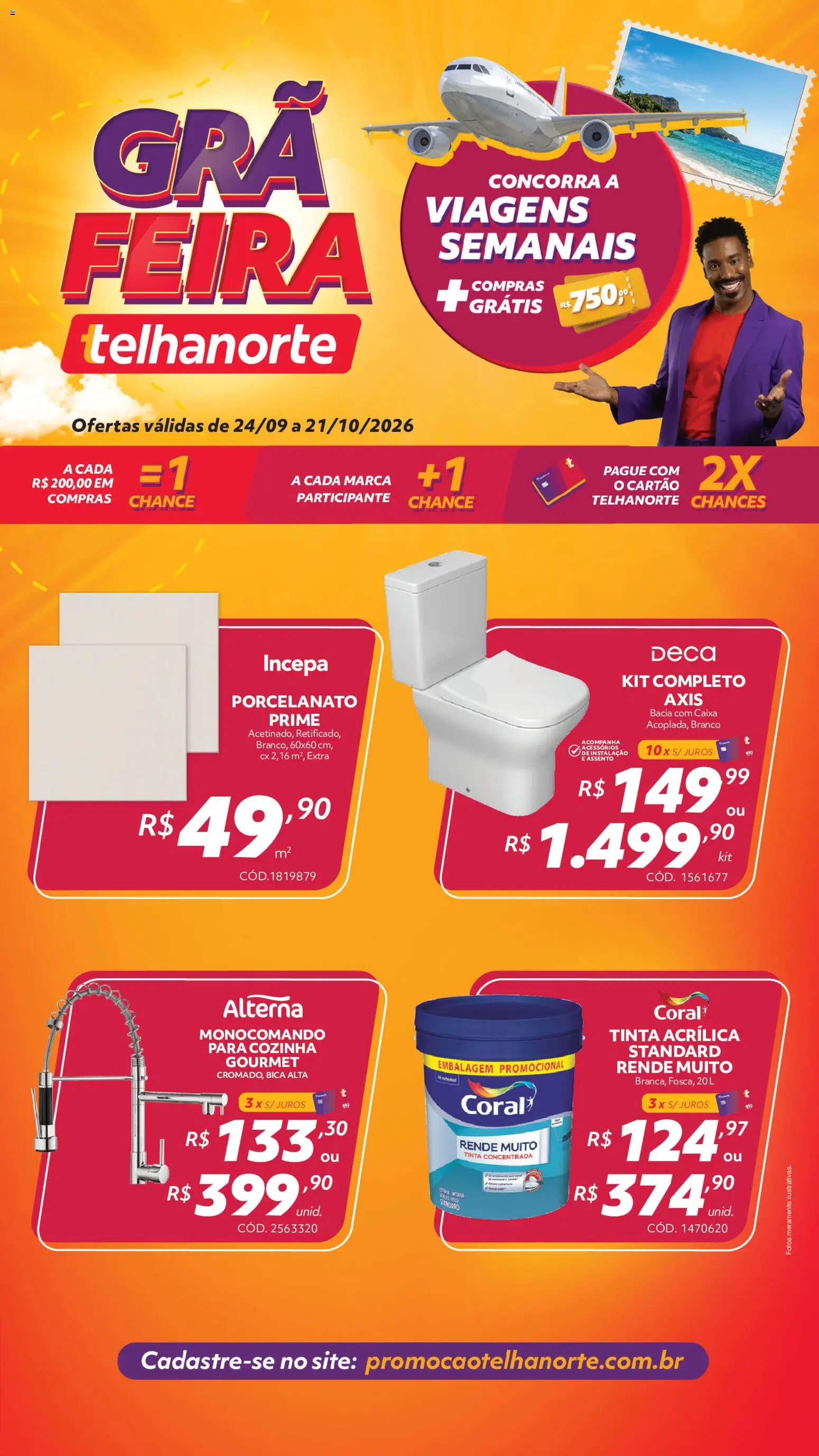Telhanorte Folheto - válido de 24/09/2026 | Página: 1 | Produtos: Porcelanato, Caixa, Tinta