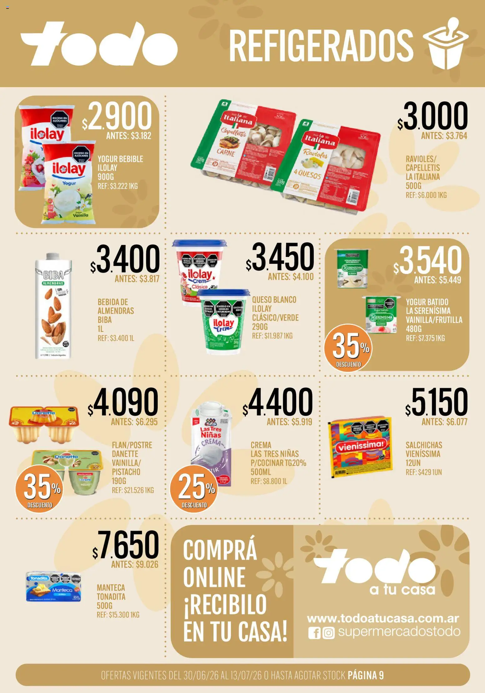 Supermercados TODO Ofertas │ válido desde el 30/06/2026 | Página: 9 | Productos: Almendras, Queso, Yogur, Crema