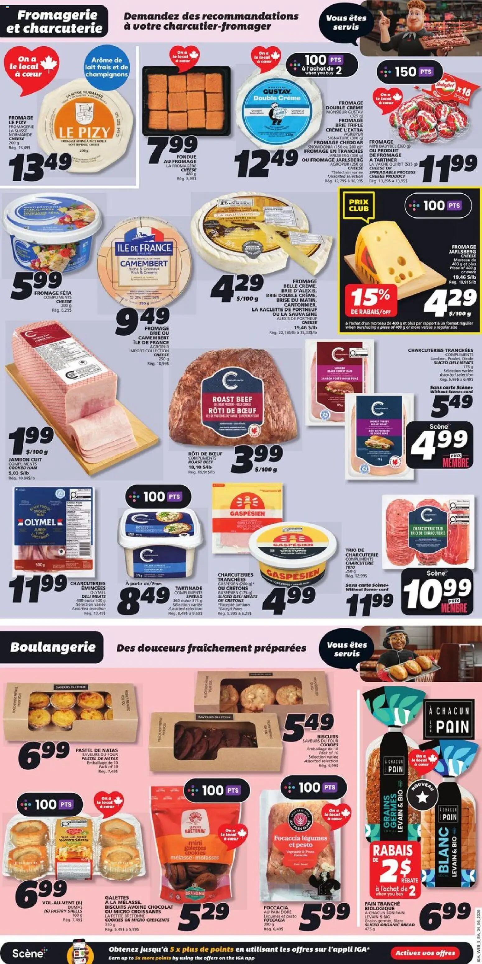 IGA flyer valid from 04.06.2026 | Page: 9 | Products: Cookies, Cheese, Bread, Ham