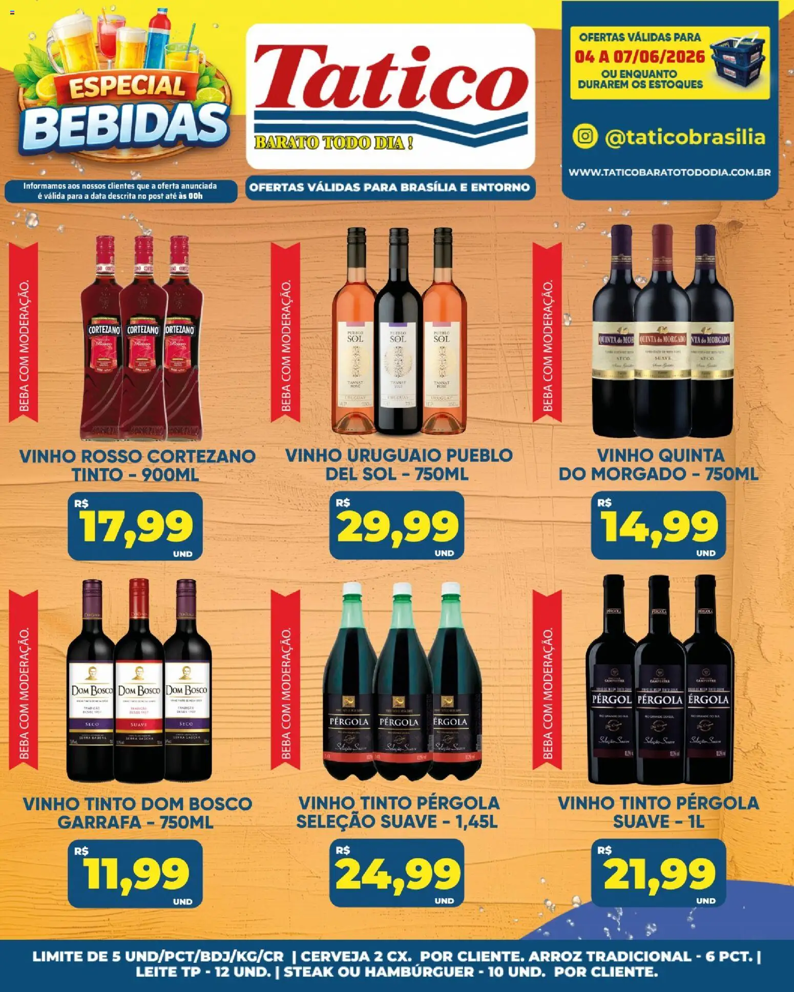 Tatico Folheto - válido de 04.06.2026 | Página: 30 | Produtos: Vinho, Cerveja, Arroz, Hambúrguer