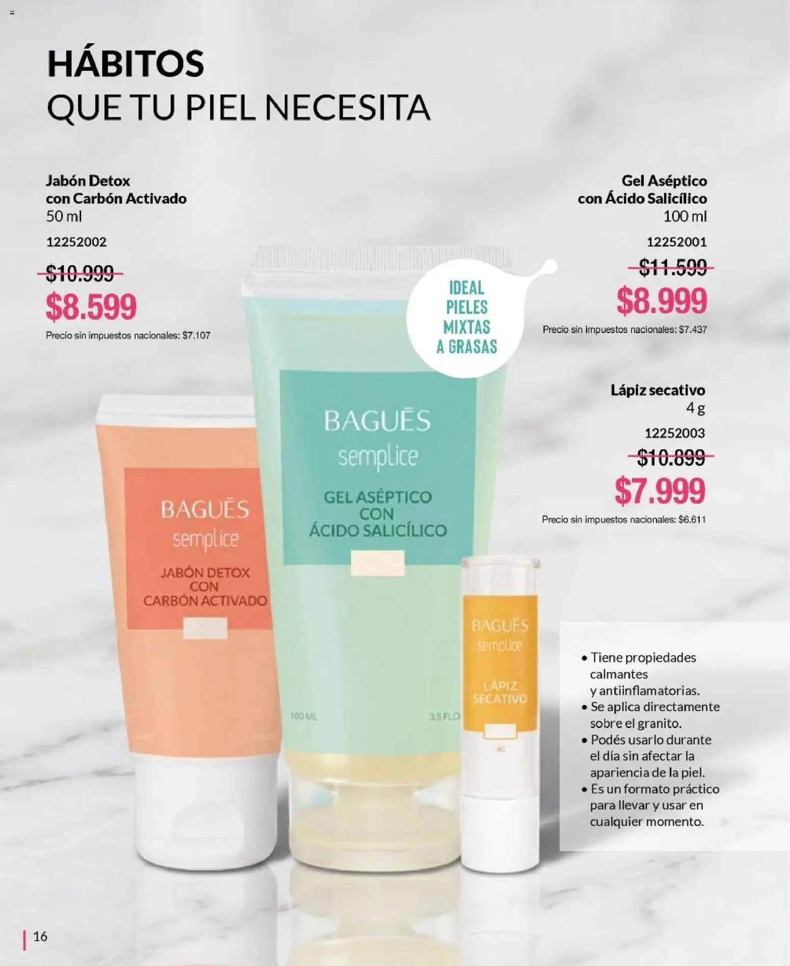 Bagués catálogo │ válido desde el 21/09/2026 | Página: 16 | Productos: Sobre, Jabón, Lapiz secativo, Carbón activado