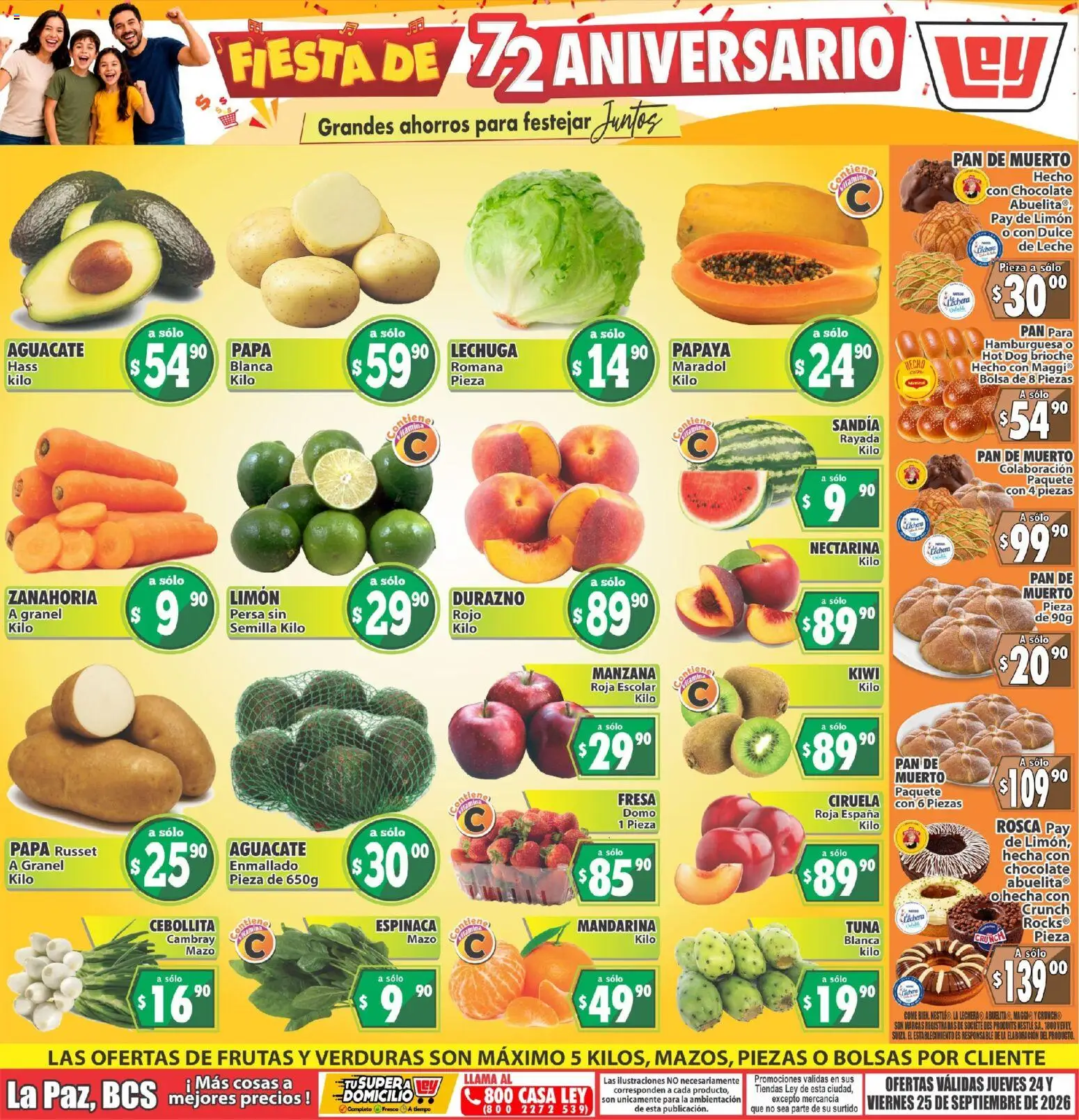 Nuevas ofertas de Casa Ley válidas en toda la República Mexicana desde el 24/09/2026. ¡Encuentra las mejores ofertas en Casa Ley folleto Las ofertas de frutas y verdunas! | Página: 1