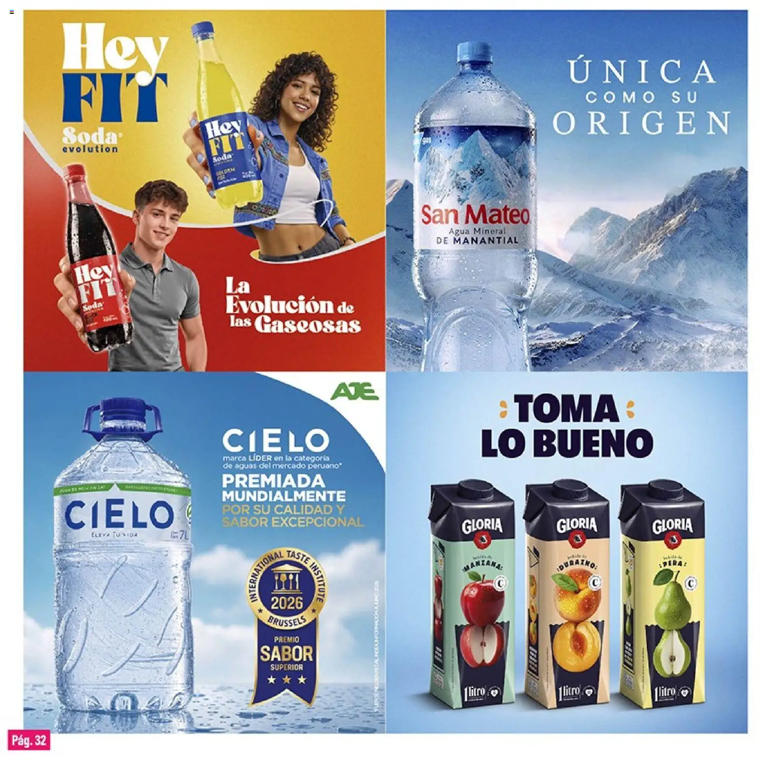 Catálogo Plaza Vea válido desde 01/09/2026 | Página: 32 | Productos: Gaseosas, Agua mineral, Agua