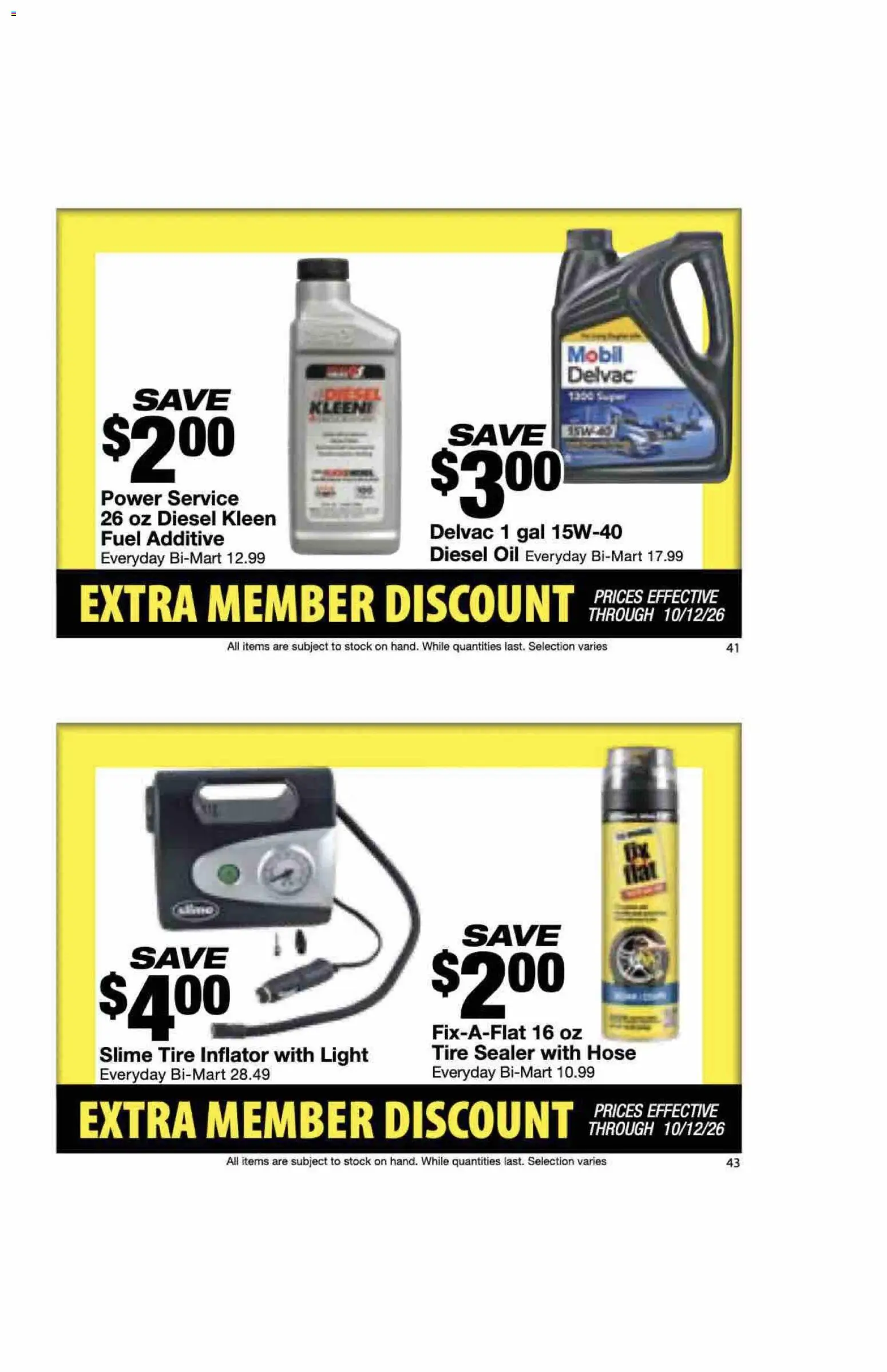 Bi-Mart Extra Member Discount Book - valid from 09/28/2026 | Page: 23 | Products: Tire, Oil