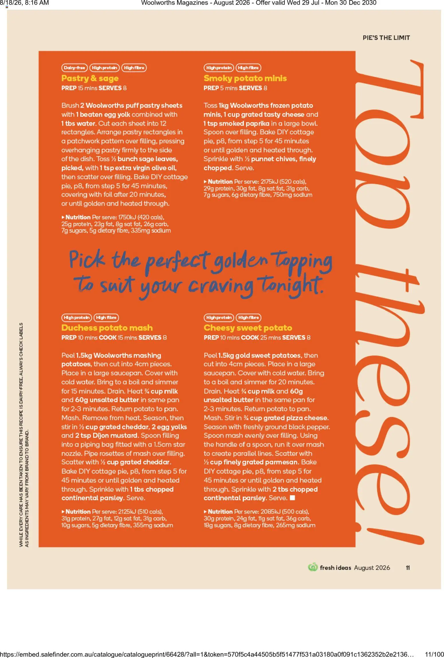 Woolworths catalogue - valid from 01/08/2026 | Page: 11 | Products: Ingredients, Butter, Pizza, Peel
