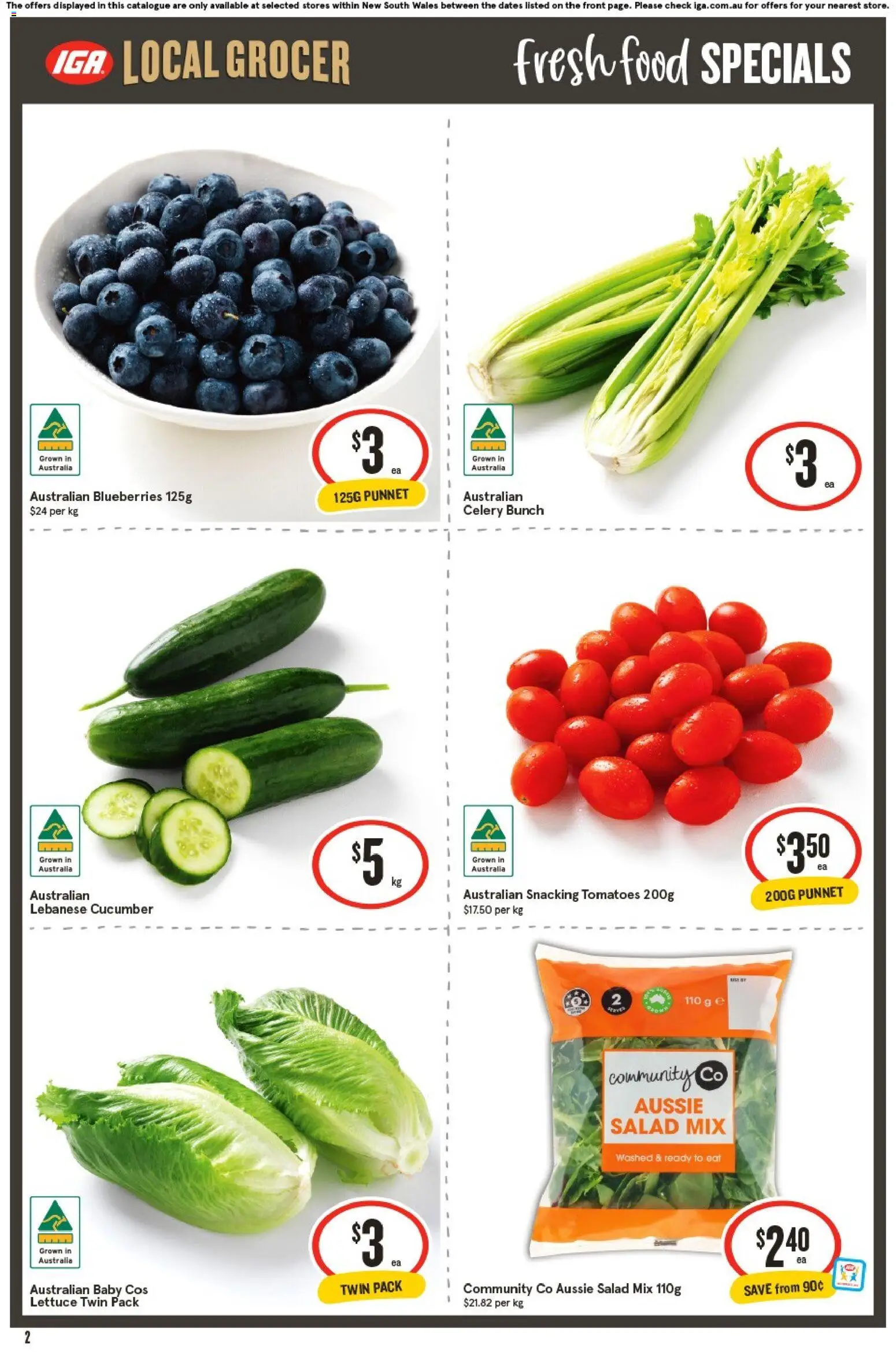 IGA catalogue - valid from 02/09/2026 | Page: 3 | Products: Tomatoes, Salad, Celery, Blueberries