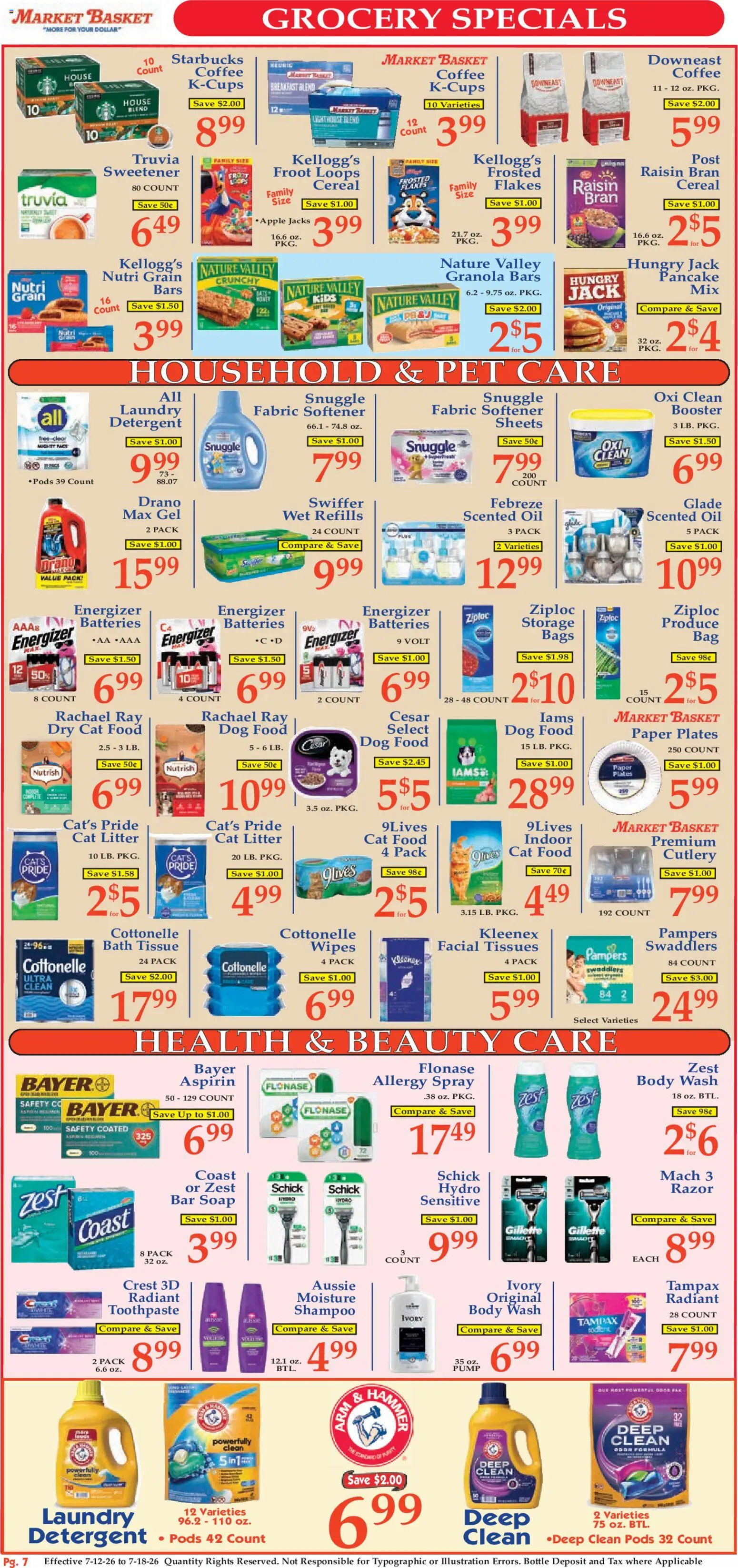 Market Basket Ad - valid from 07/12/2026 | Page: 7 | Products: Bath, Dog Food, Shampoo, Jacks