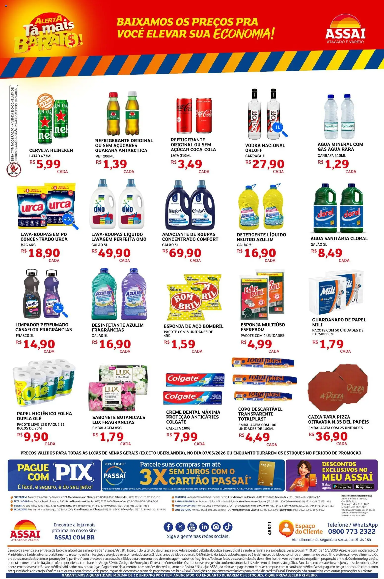 Assaí Atacadista Folheto - válido de 07.05.2026 | Página: 2 | Produtos: Bebida, Esponja de aço, Açúcar, Papel higiênico