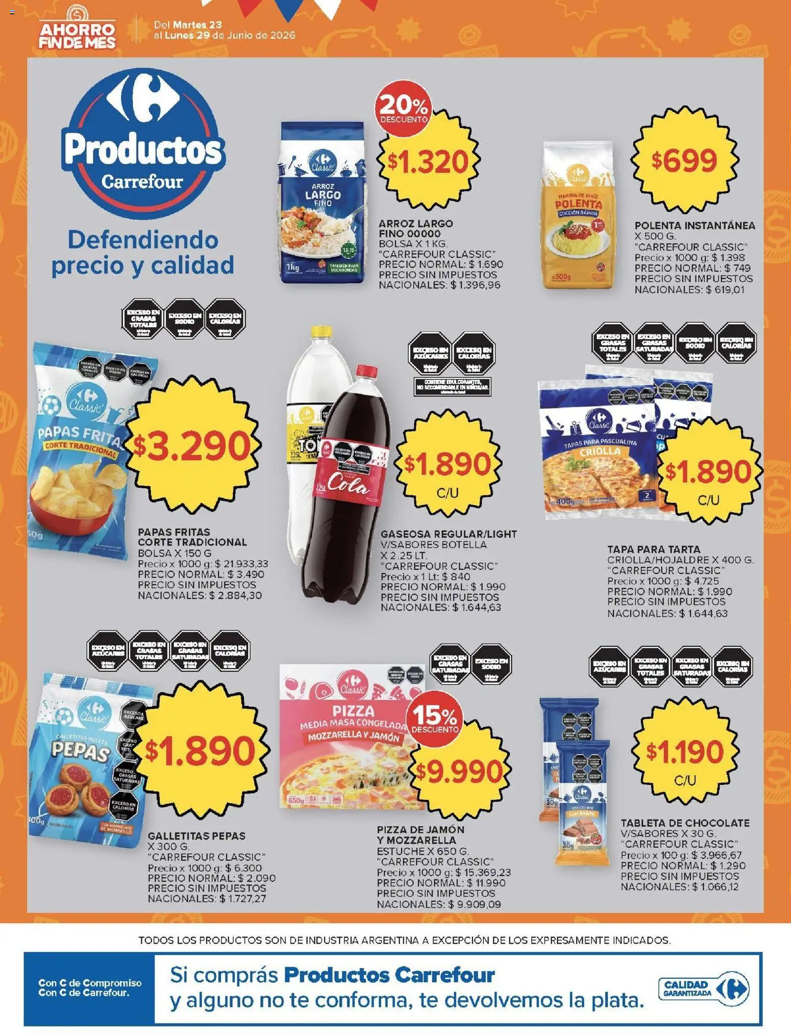 Carrefour ofertas │ válido desde el 23/06/2026 | Página: 52 | Productos: Polenta, Microondas, Pizza, Papas fritas