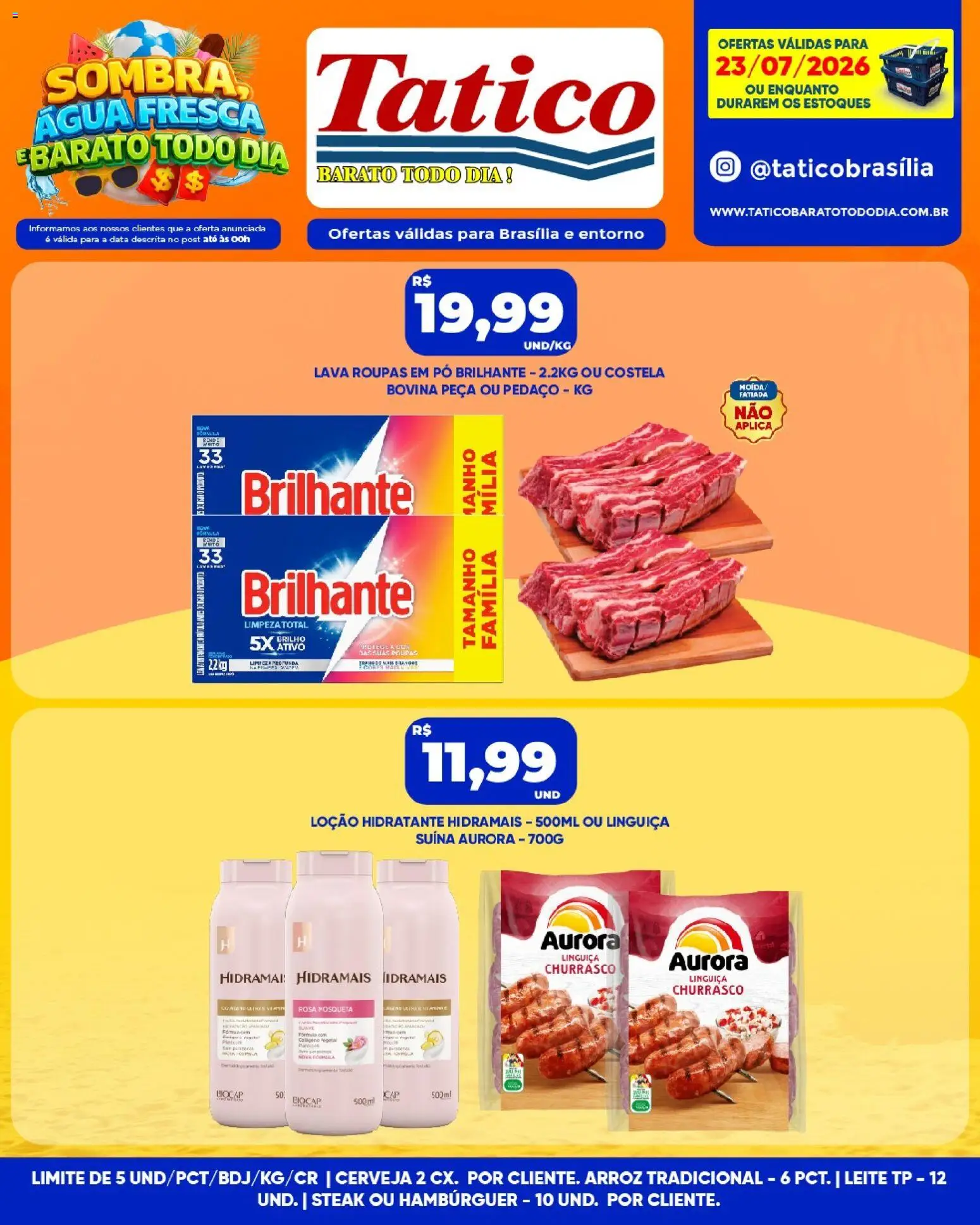 Tatico Folheto - válido de 23/07/2026 | Página: 10 | Produtos: Pó, Linguiça, Cerveja, Hambúrguer