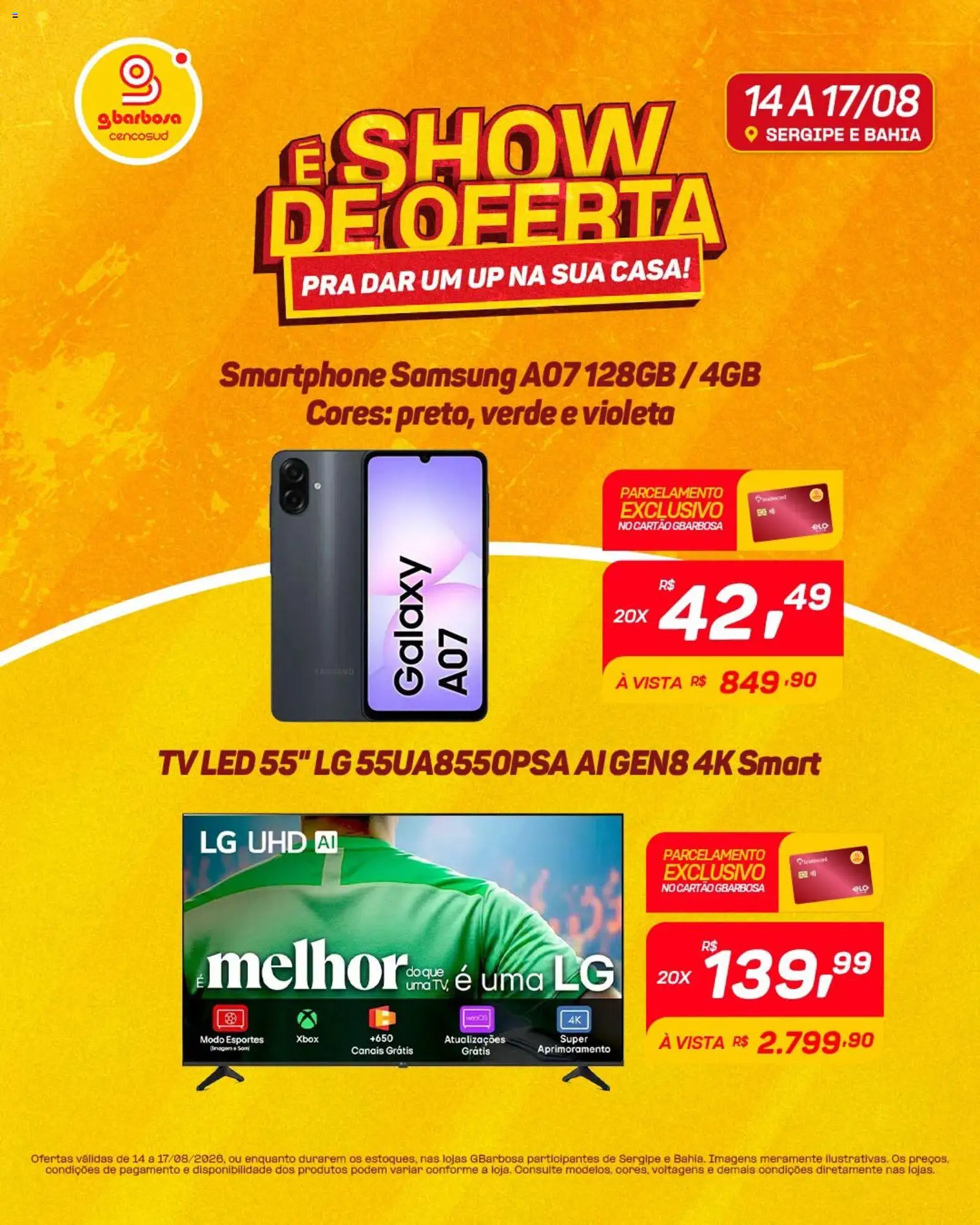 Gbarbosa Folheto - válido de 14/08/2026 | Página: 1 | Produtos: Tv, Smartphone, Xbox