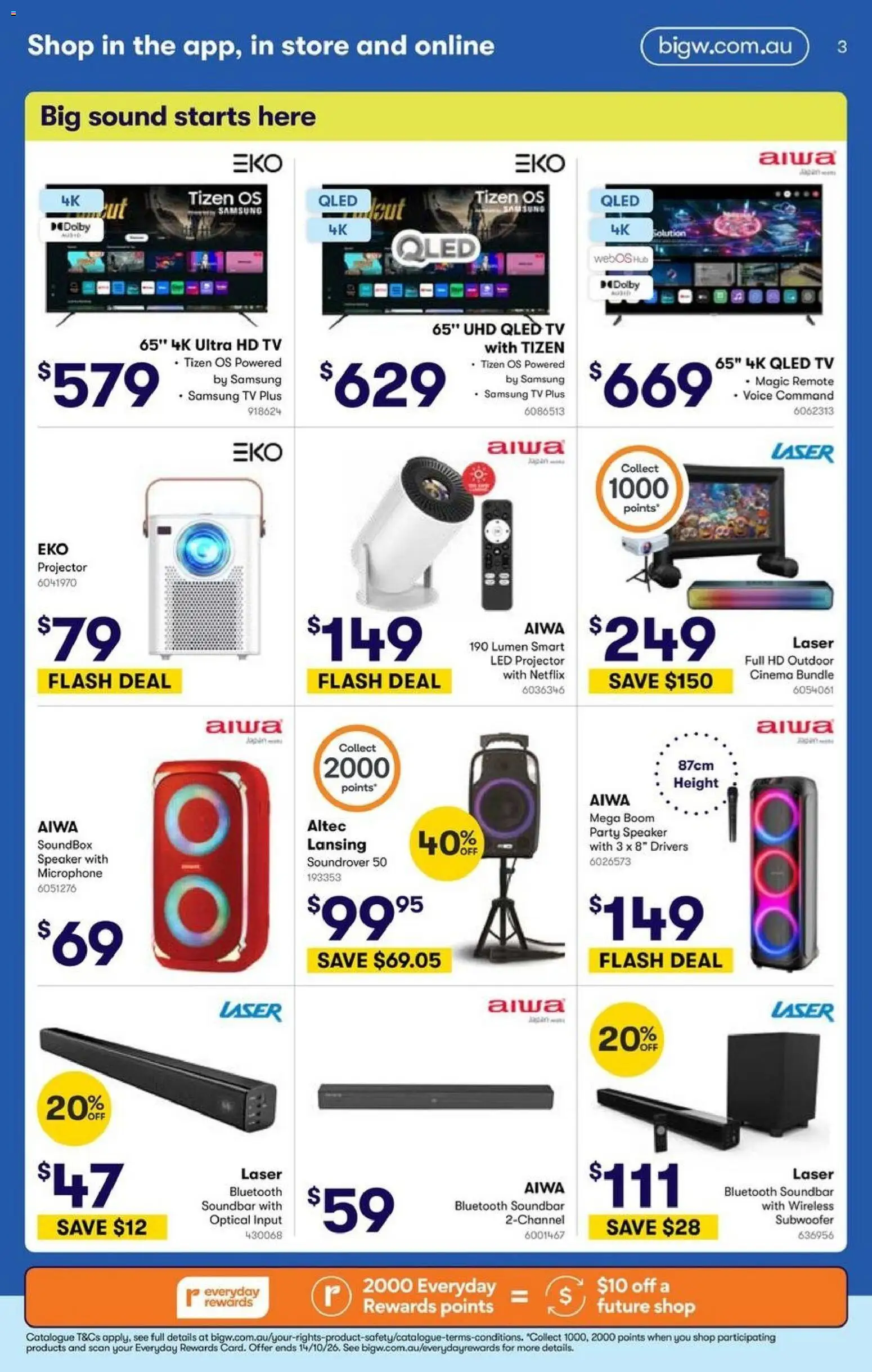Big W catalogue - valid from 01/10/2026 | Page: 3 | Products: Tv, Microphone, Projector, Speaker