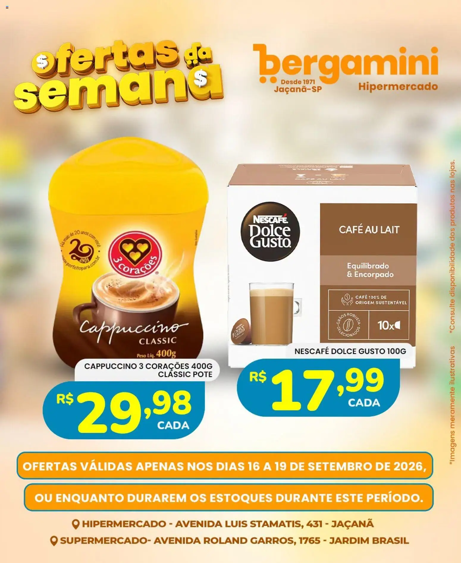 Supermercado Bergamini Folheto - válido de 16/09/2026 | Página: 14 | Produtos: Cappuccino, Café