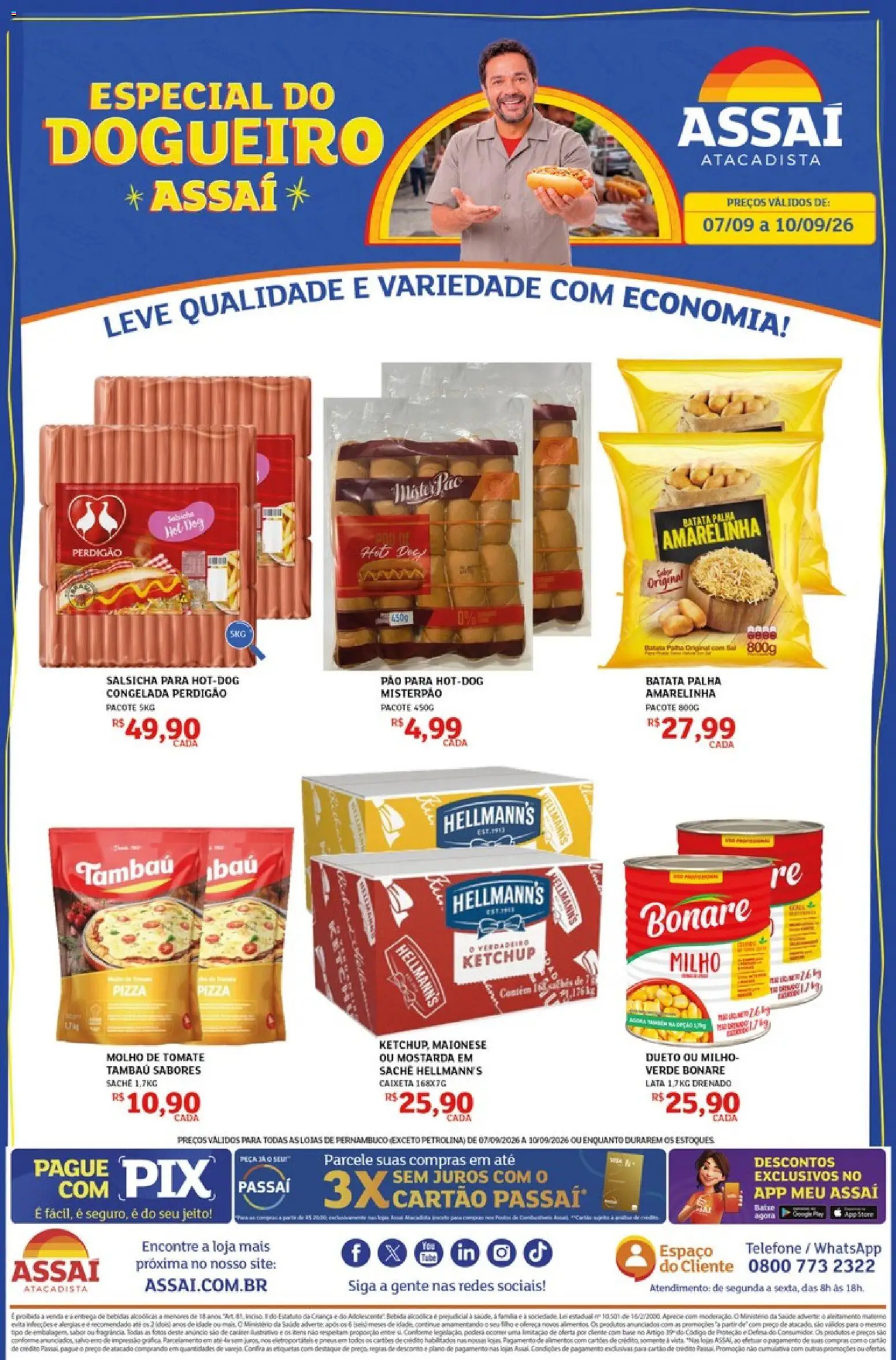 Assaí Atacadista Folheto - válido de 07/09/2026 | Página: 1 | Produtos: Molho de tomate, Ketchup, Batata palha, Maionese