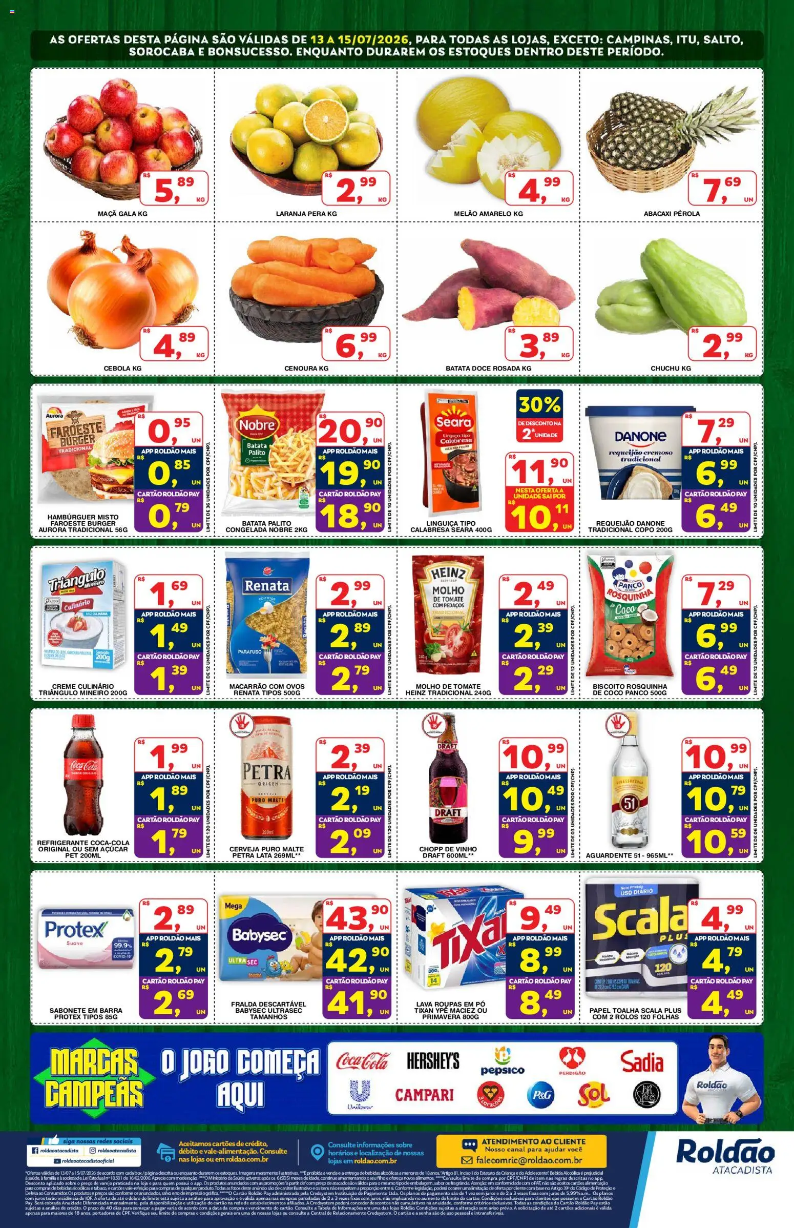Roldão Folheto - válido de 13/07/2026 | Página: 2 | Produtos: Cola, Creme, Sabonete, Açúcar