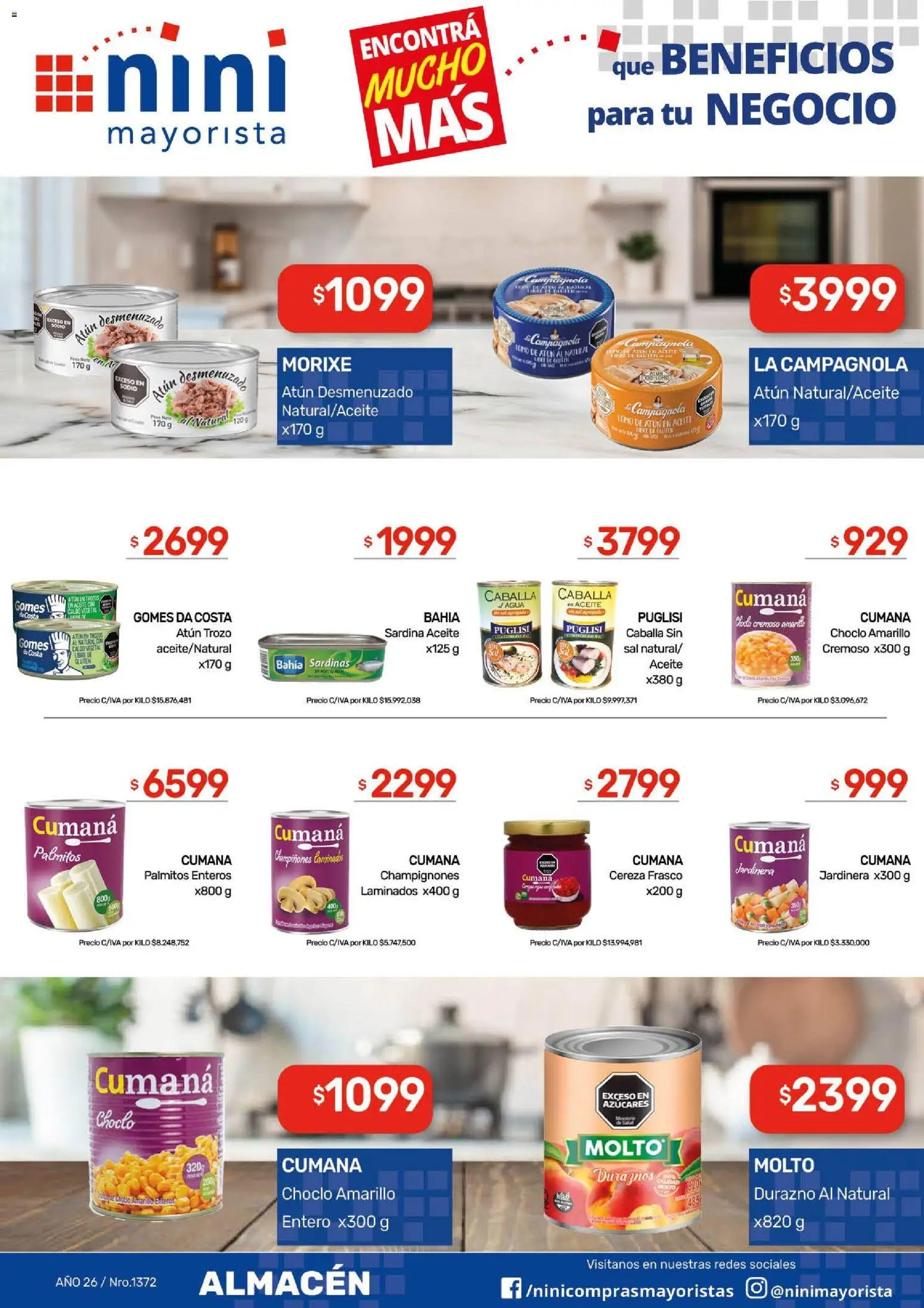 NINI Mayorista ofertas │ válido desde el 10/08/2026 | Página: 28 | Productos: Durazno, Atún, Caballa, Palmitos