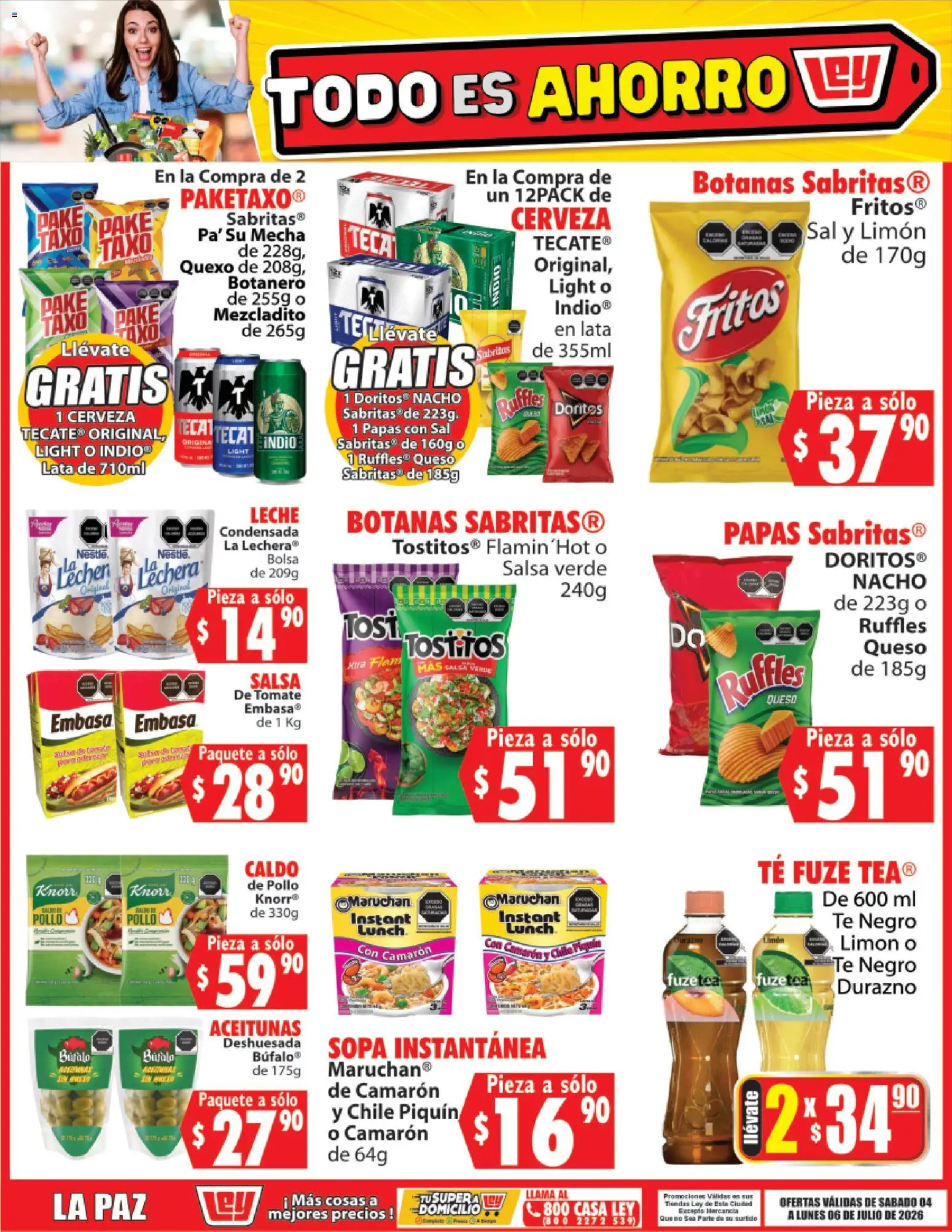 Nuevas ofertas de Casa Ley válidas en toda la República Mexicana desde el 04/07/2026. ¡Encuentra las mejores ofertas en Casa Ley folleto Todo es ahorro! | Página: 4 | Productos: Pollo, Tomate, Queso, Té