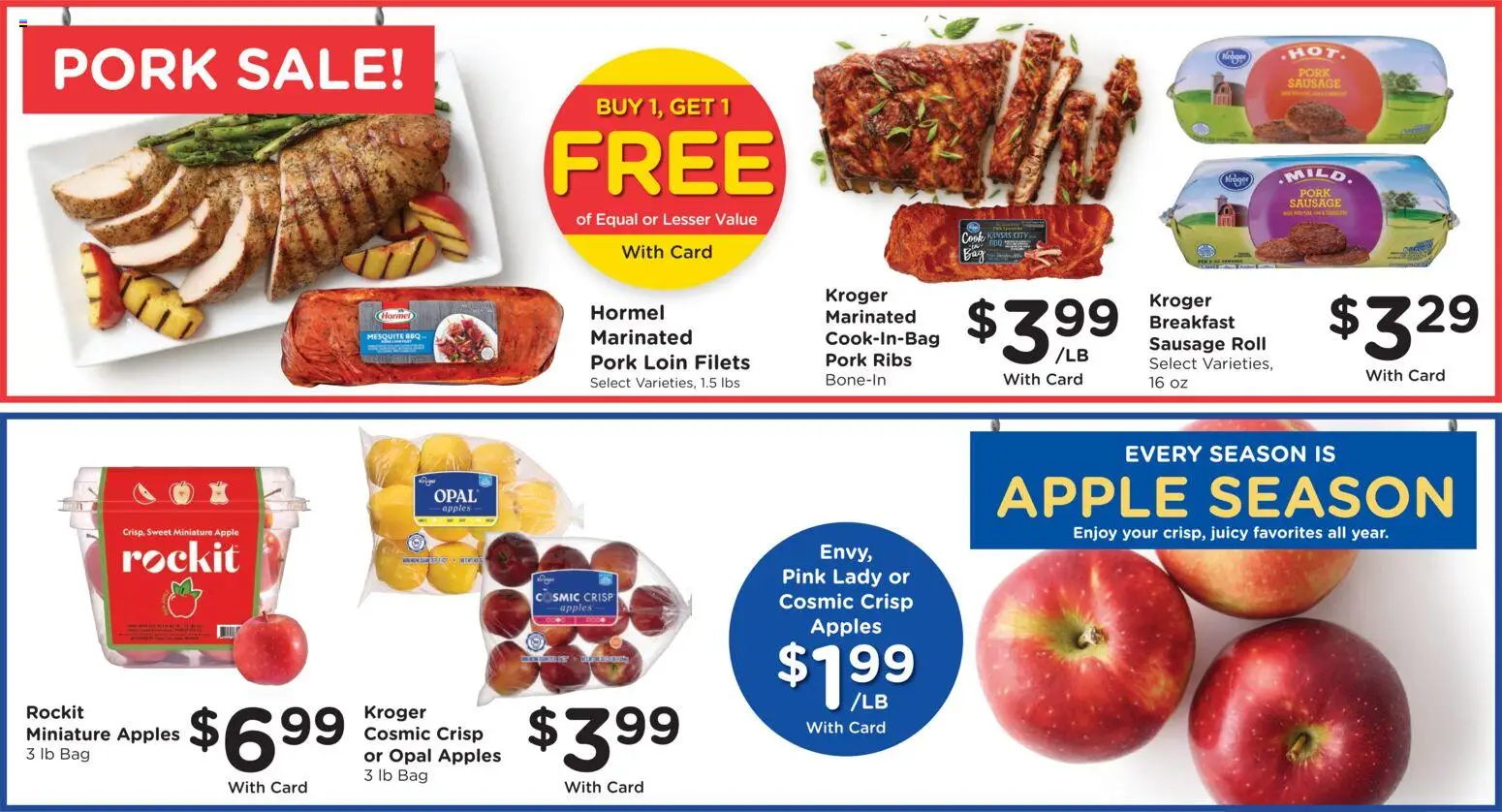 Fred Meyer Weekly Ad - valid from 13.05.2026 | Page: 11 | Products: Pork, Apples, Sausage, Bag