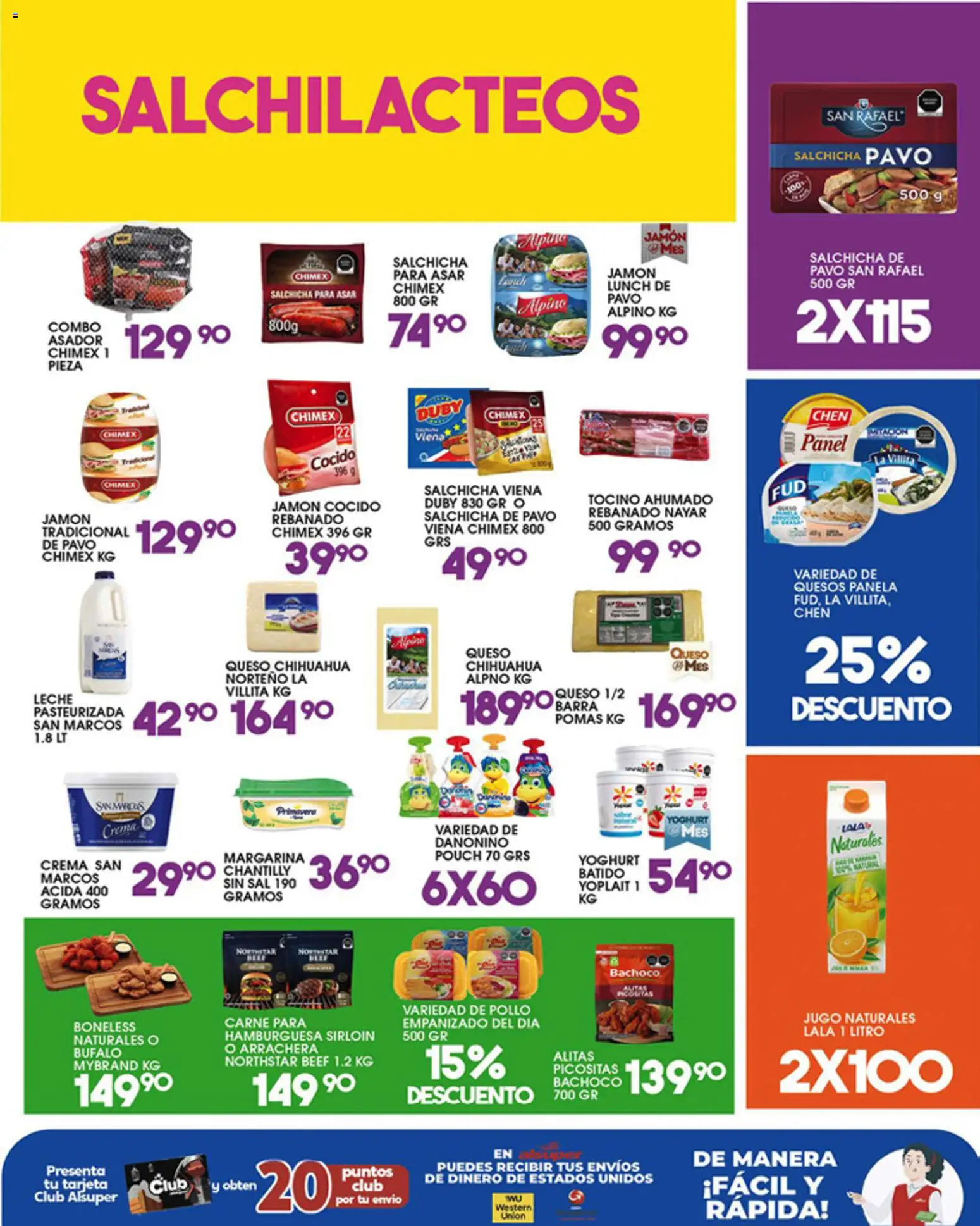 Nuevas ofertas de Alsuper válidas en toda la República Mexicana desde el 05.06.2026. ¡Encuentra las mejores ofertas en Alsuper folleto Zacatecas! | Página: 3 | Productos: Pollo, Jamón cocido, Tocino, Margarina