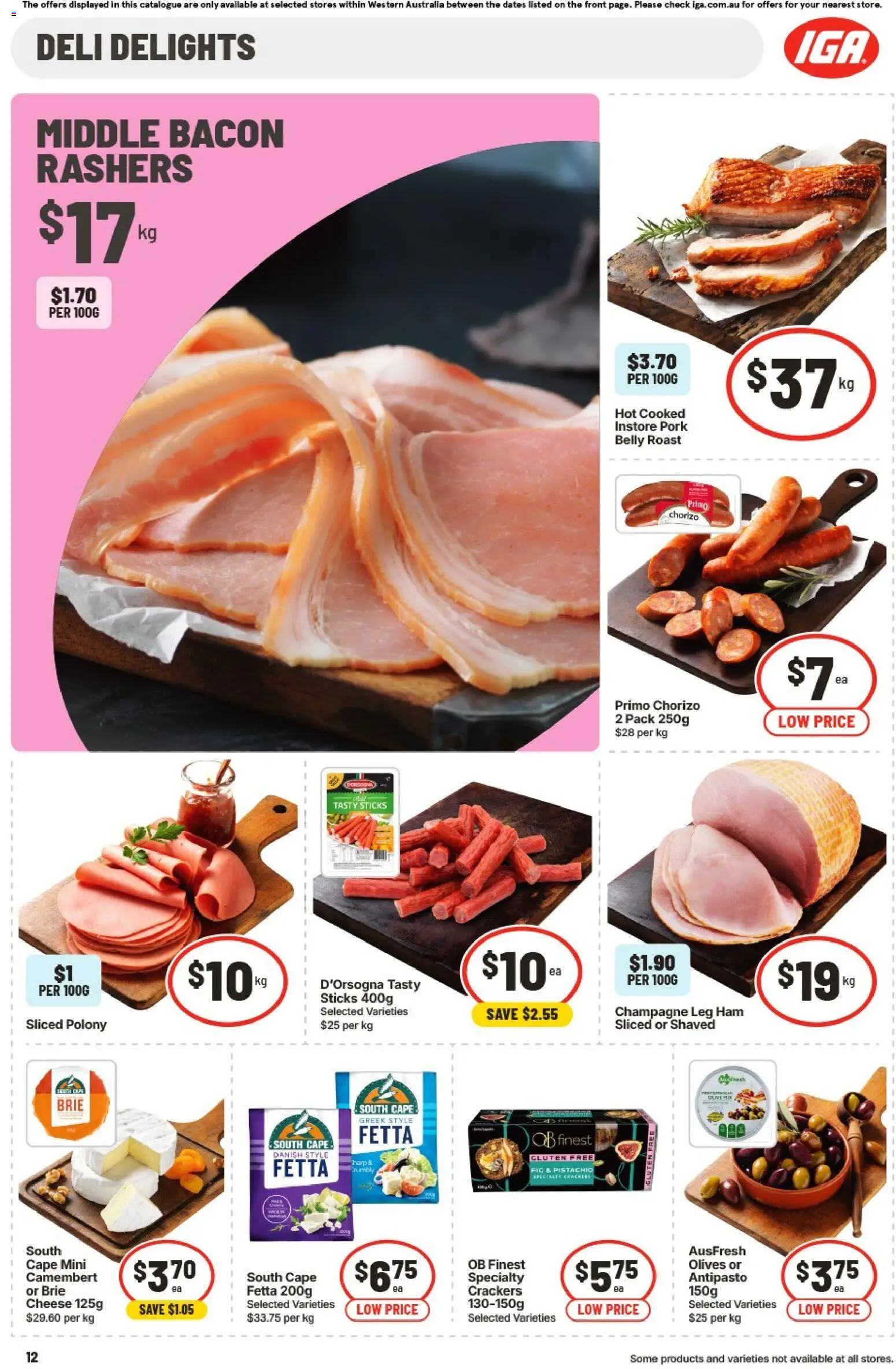 IGA catalogue - valid from 19/08/2026 | Page: 12 | Products: Cheese, Ham, Camembert, Pork belly
