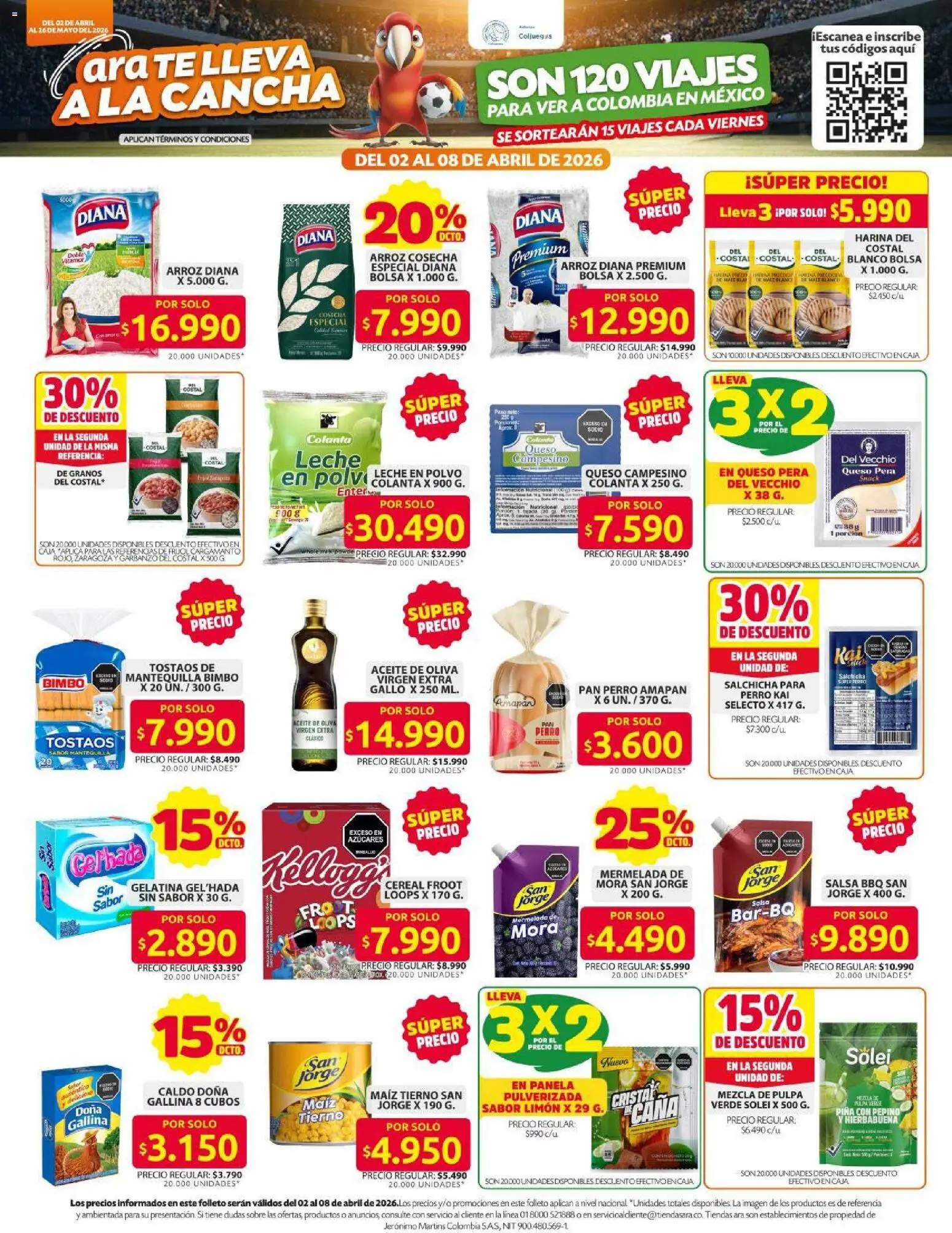 Ara revista - valida desde el 01.04.2026 | Página: 2 | Productos: Peso, Caja, Polvo, Queso
