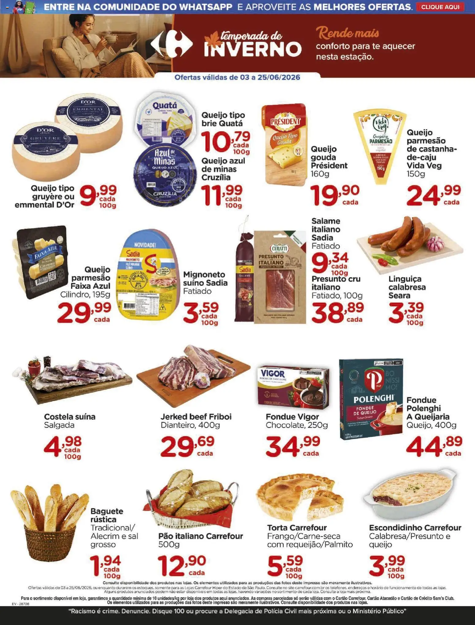 Carrefour Folheto - válido de 03.06.2026 | Página: 4 | Produtos: Linguiça, Pão, Salame, Brie