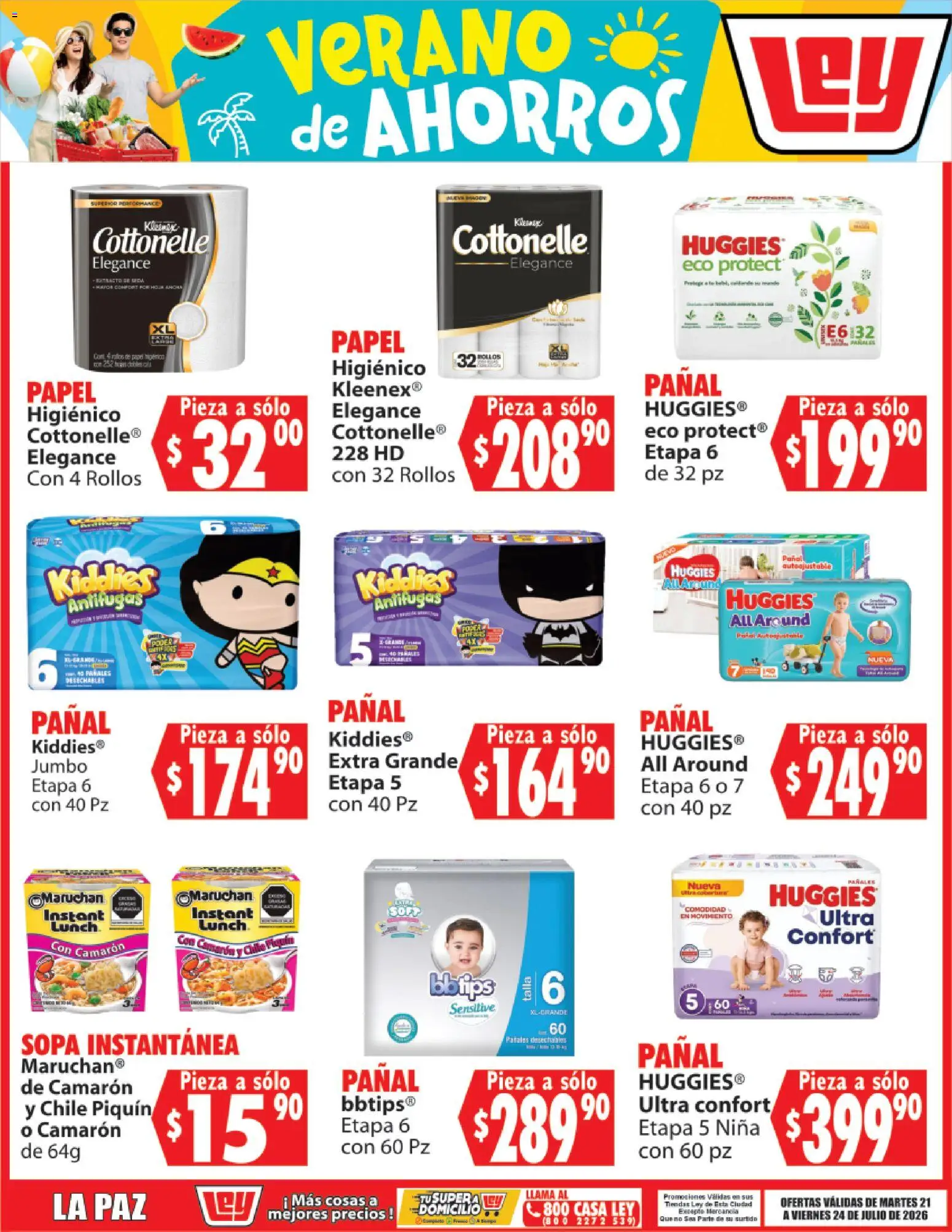 Nuevas ofertas de Casa Ley válidas en toda la República Mexicana desde el 21/07/2026. ¡Encuentra las mejores ofertas en Casa Ley folleto Verano de ahorros! | Página: 4 | Productos: Sopa, Papel higiénico