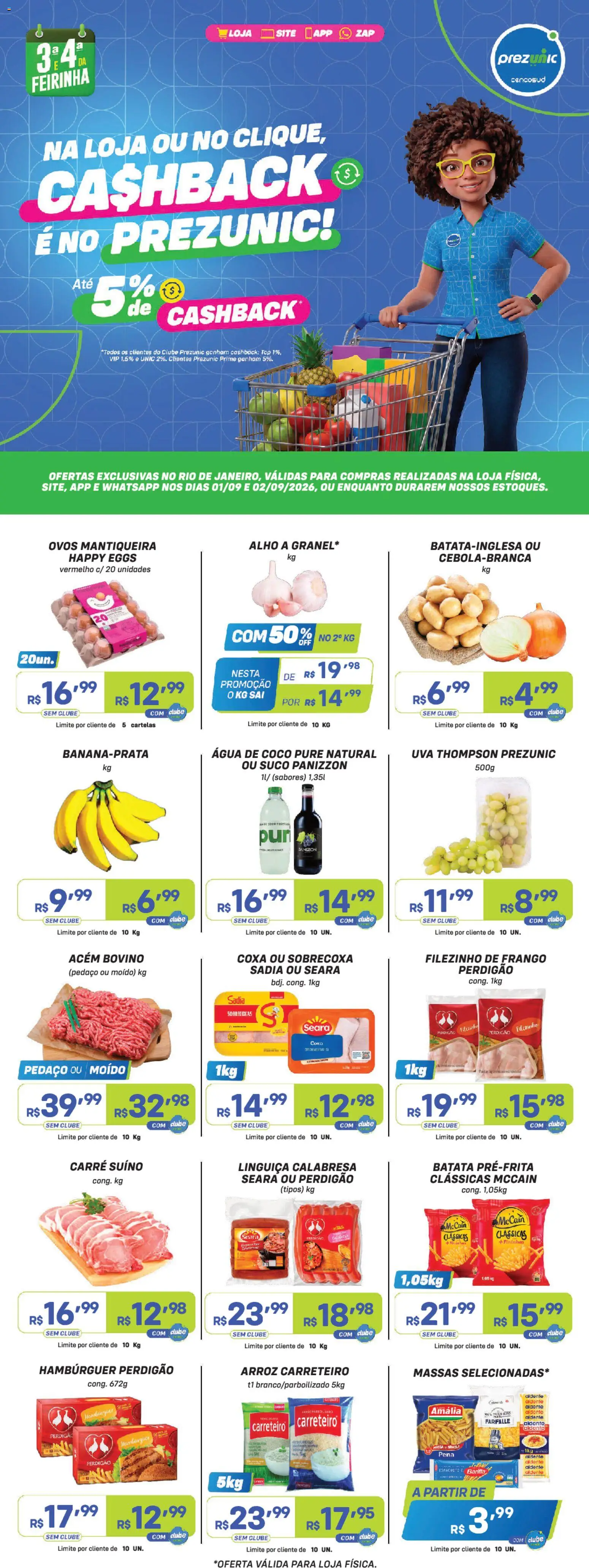Prezunic Folheto - válido de 01/09/2026 | Página: 1 | Produtos: Alho, Suco, Água, Batata