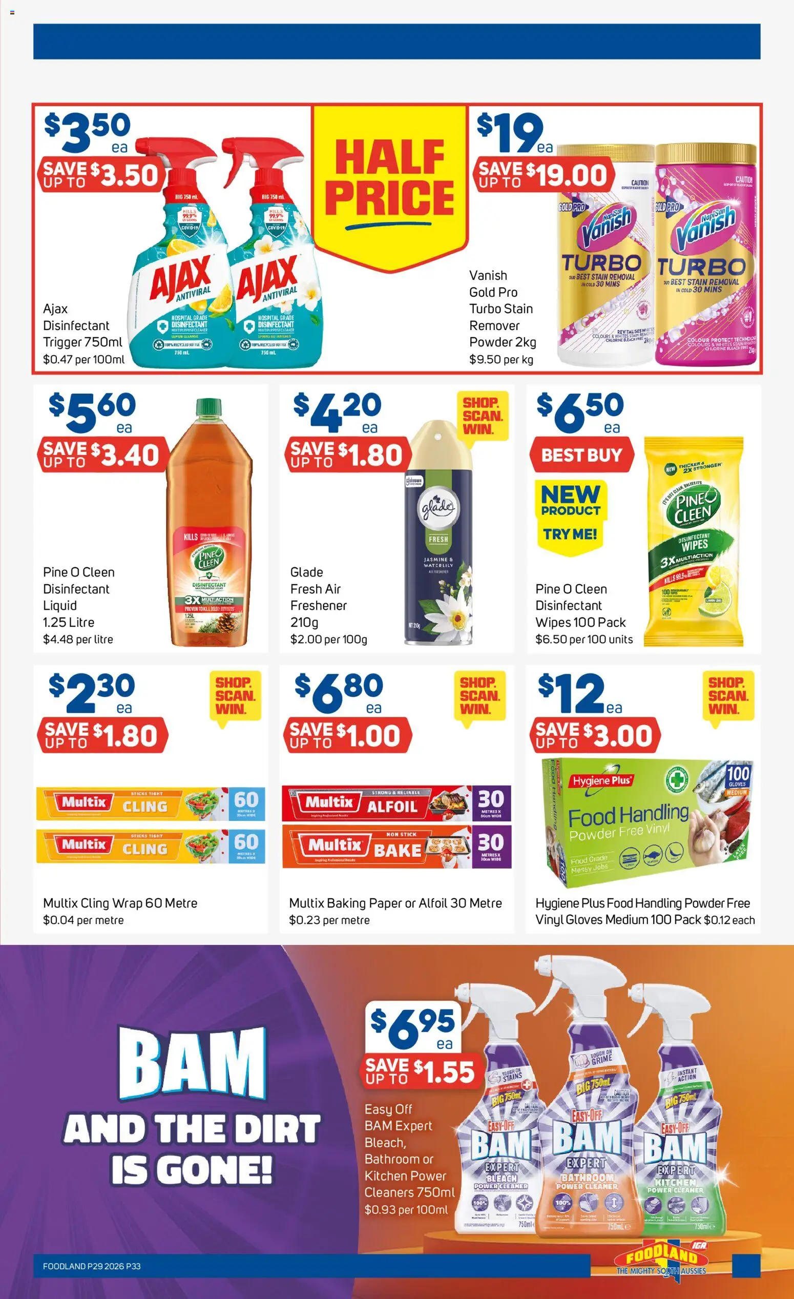 Foodland catalogue - valid from 15/07/2026 | Page: 33 | Products: Powder, Cleaner, Gloves, Bathroom